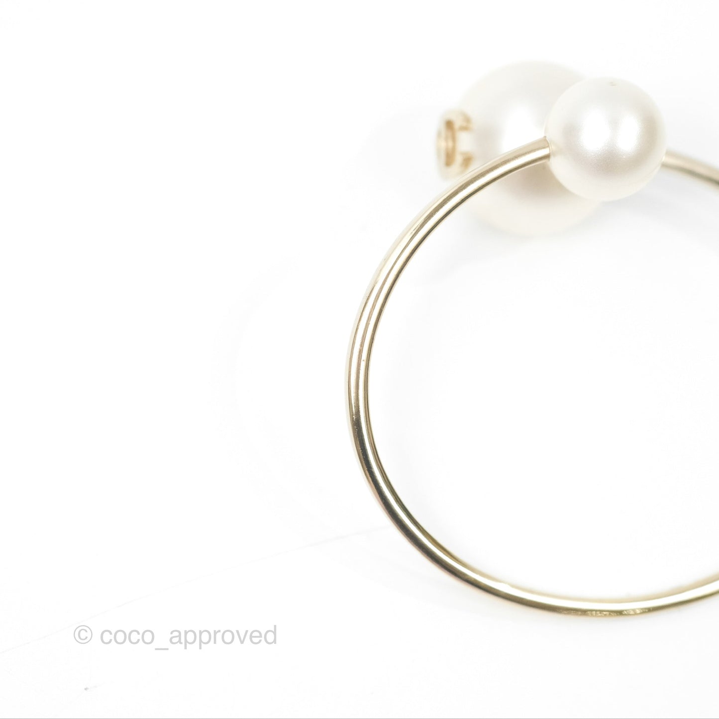 Chanel CC Pearl Bangle Gold Tone 14B