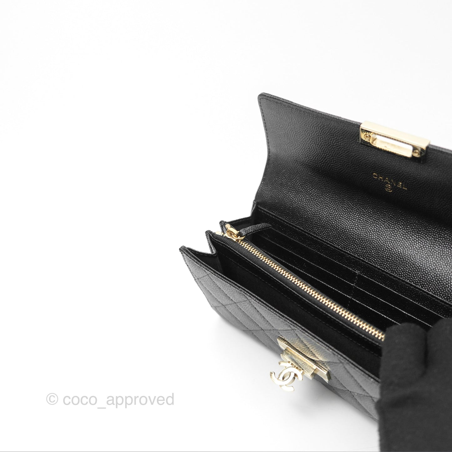 Chanel Golden Class Black Caviar Wallet Gold Hardware
