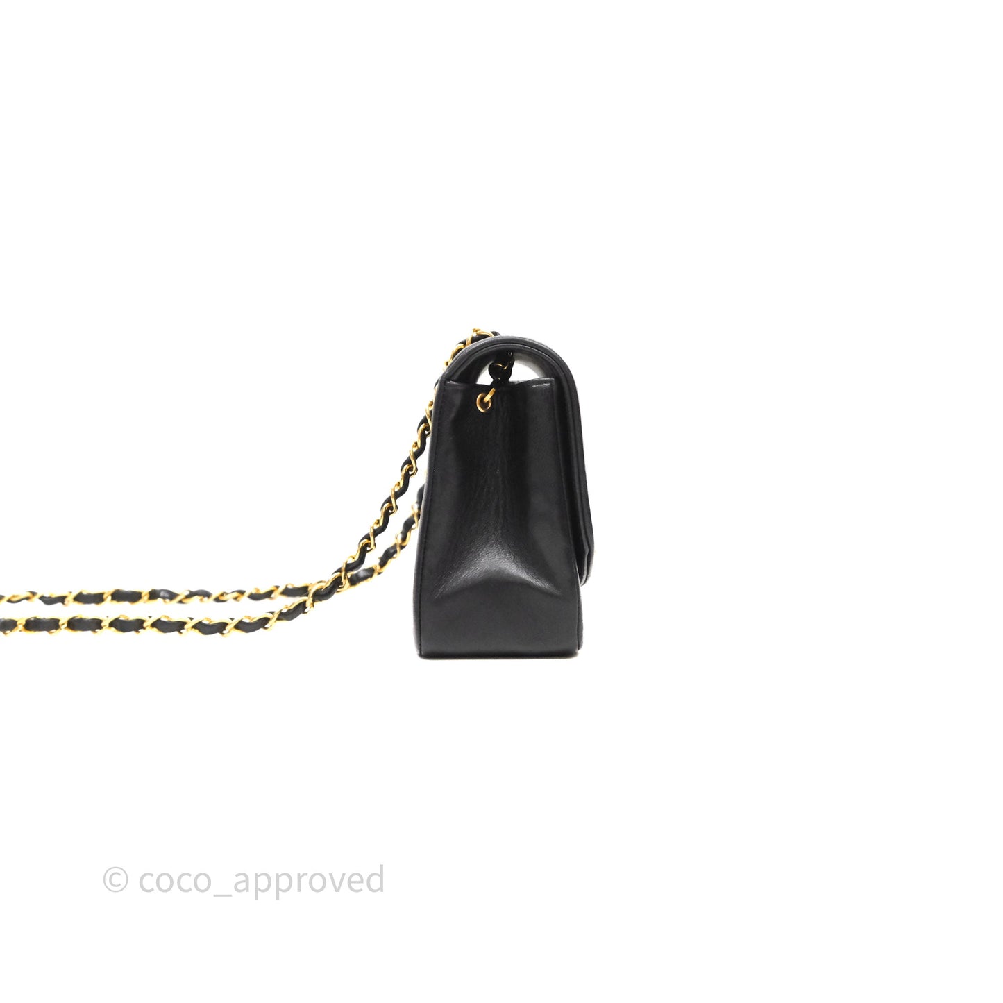 Chanel Vintage Small Classic Diana Flap Bag Black Lambskin 24K Gold Hardware
