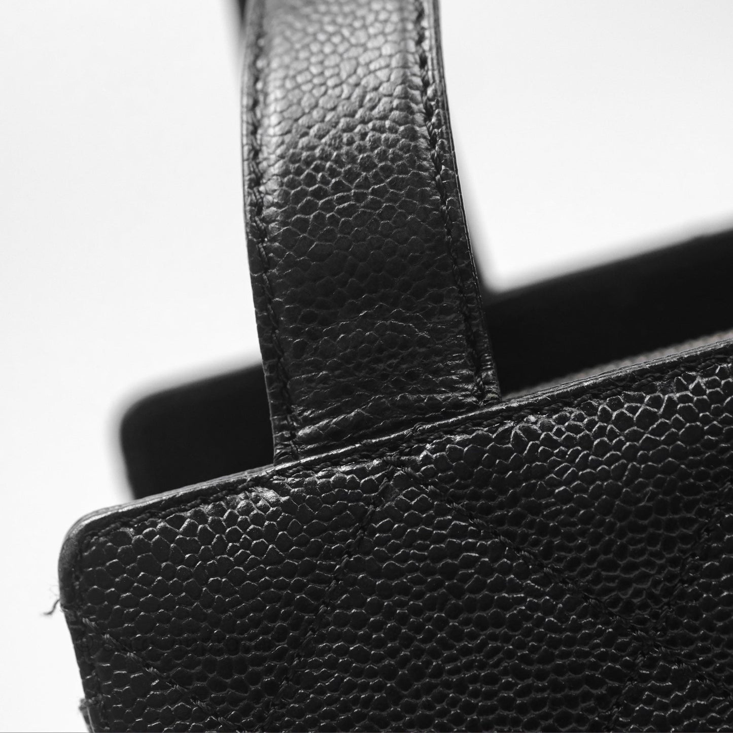 Chanel Vintage Quilted CC Tote Black Caviar Gold Hardware