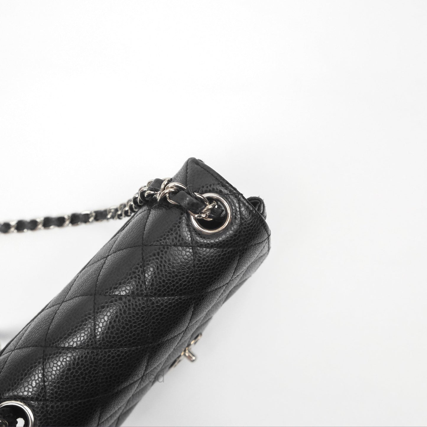 Chanel Mini Square Flap Quilted Black Caviar Silver Hardware