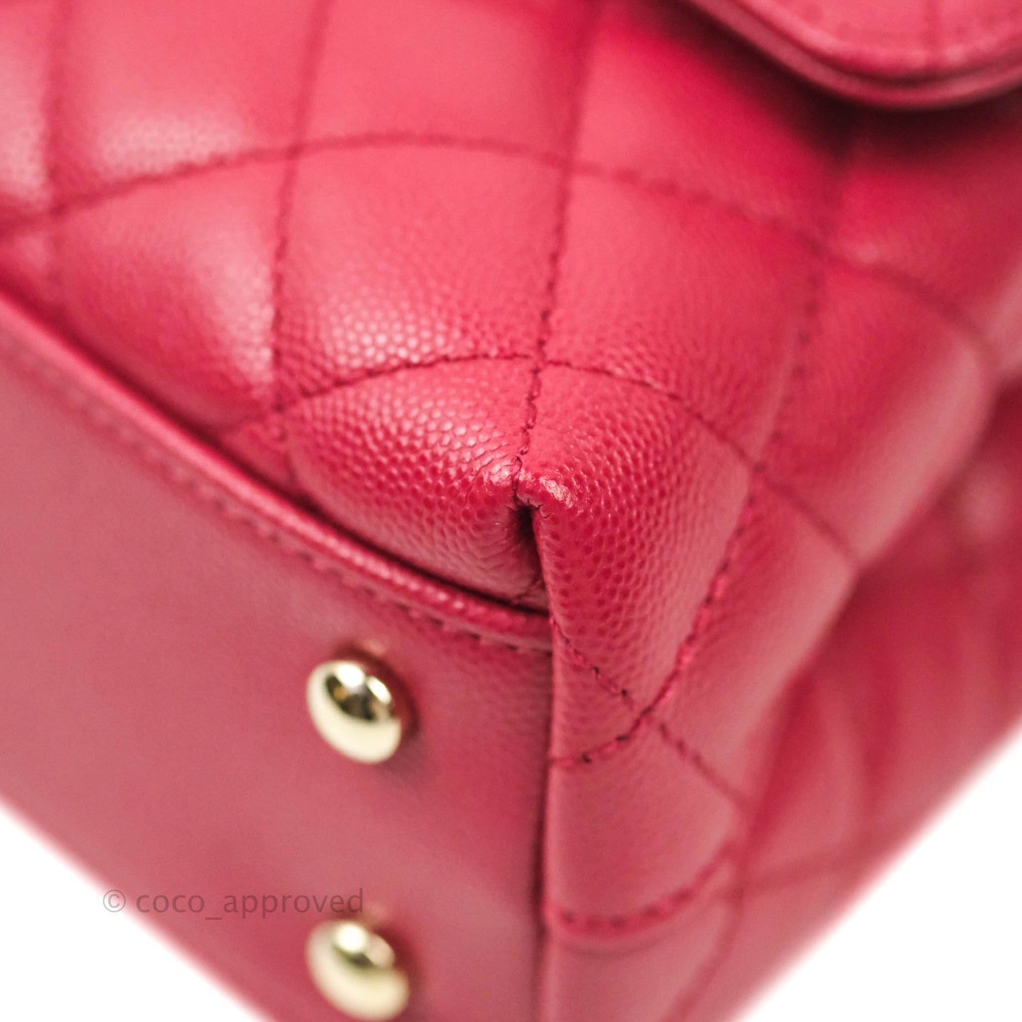 Chanel Mini (Small) Coco Handle Quilted Red Caviar Gold Hardware 21A