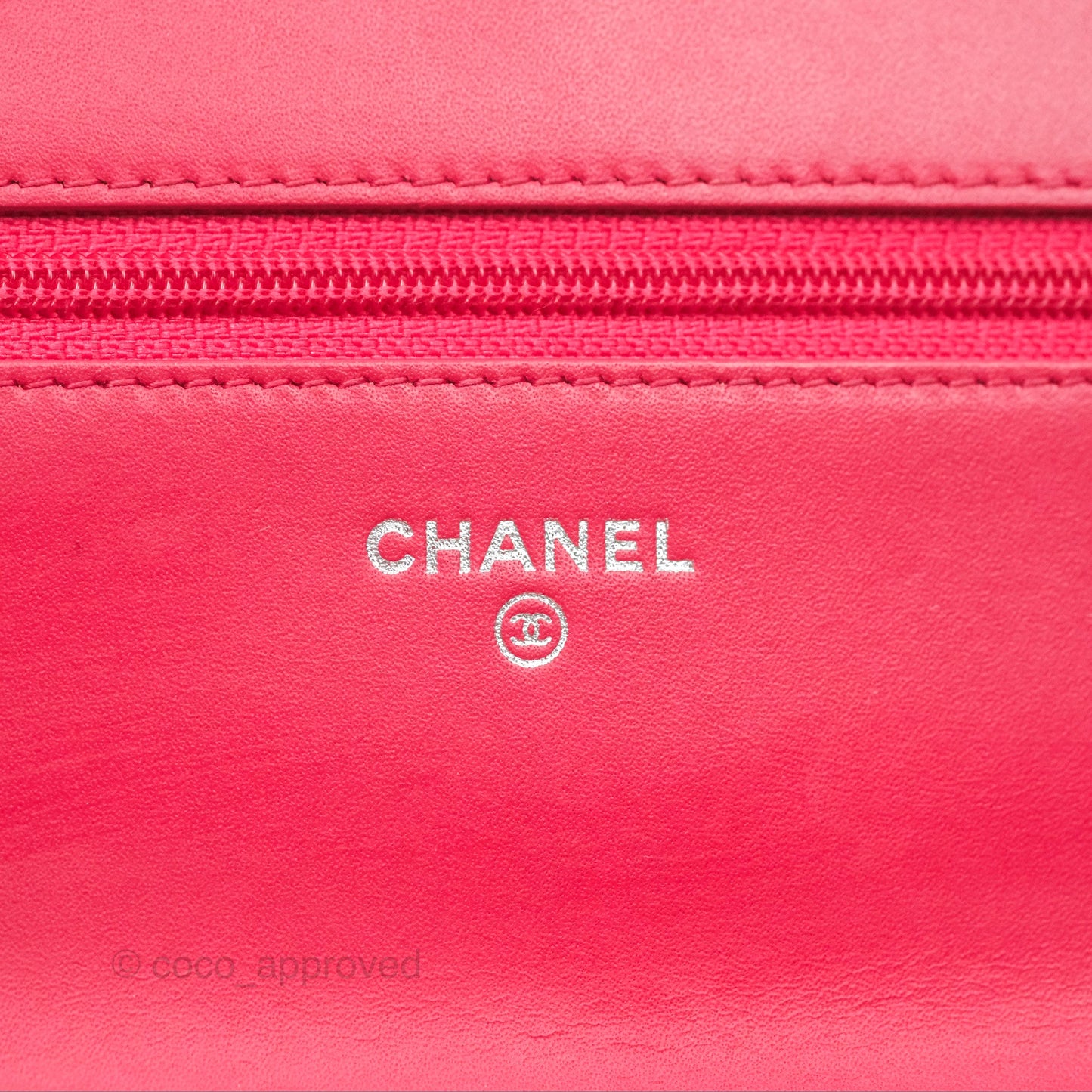 Chanel CC Wallet On Chain WOC Dark Pink Caviar Silver Hardware