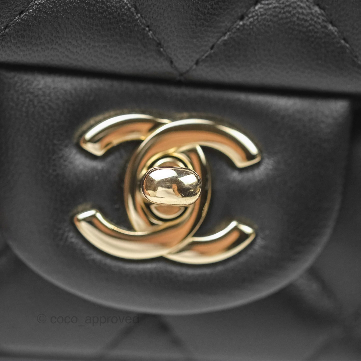 Chanel Mini Square Flap Bag Quilted Black Lambskin Gold Hardware