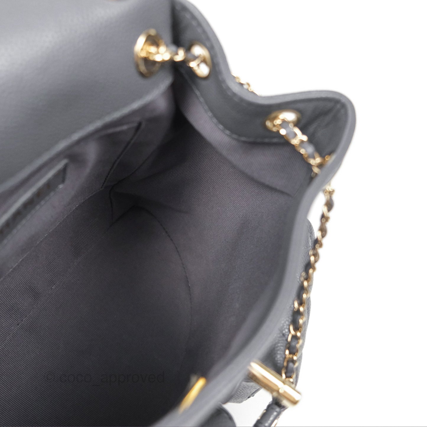 Chanel Duma Backpack Medium Grey Caviar Gold Hardware