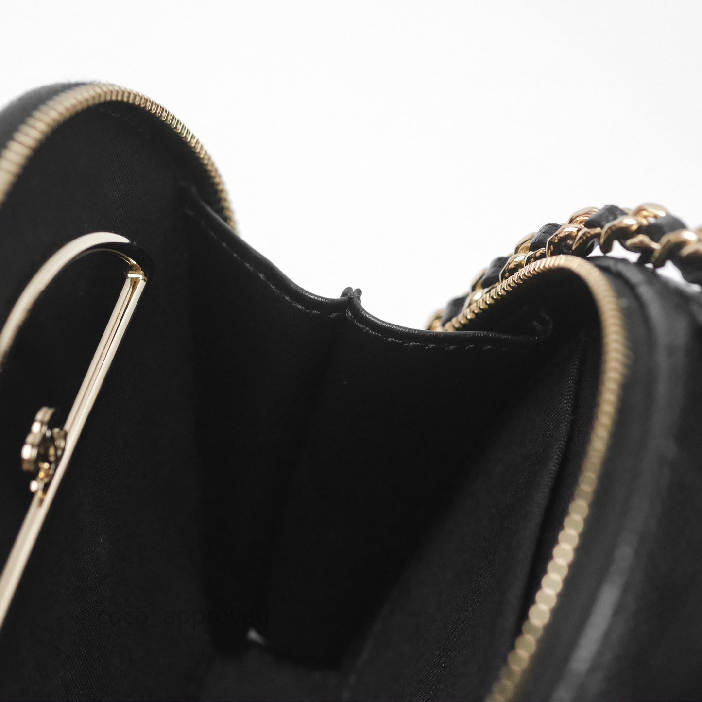 Chanel Mini Round Vanity Bag Handle With Care Black Caviar 22C
