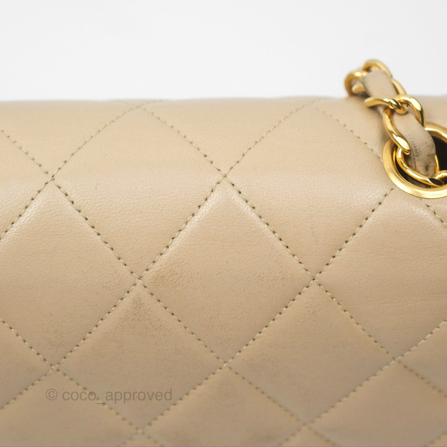 Chanel Vintage Small Quilted Classic Diana Flap Bag Beige Lambskin 24K Gold Hardware