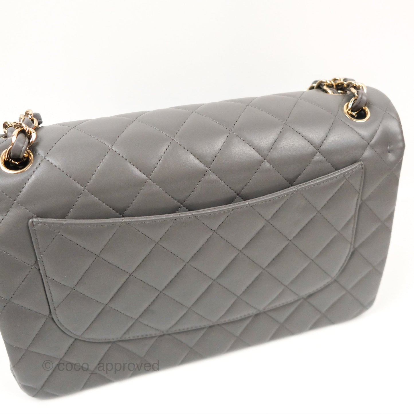 Chanel Jumbo Double Flap Dark Grey Lambskin Gold Hardware⁣⁣