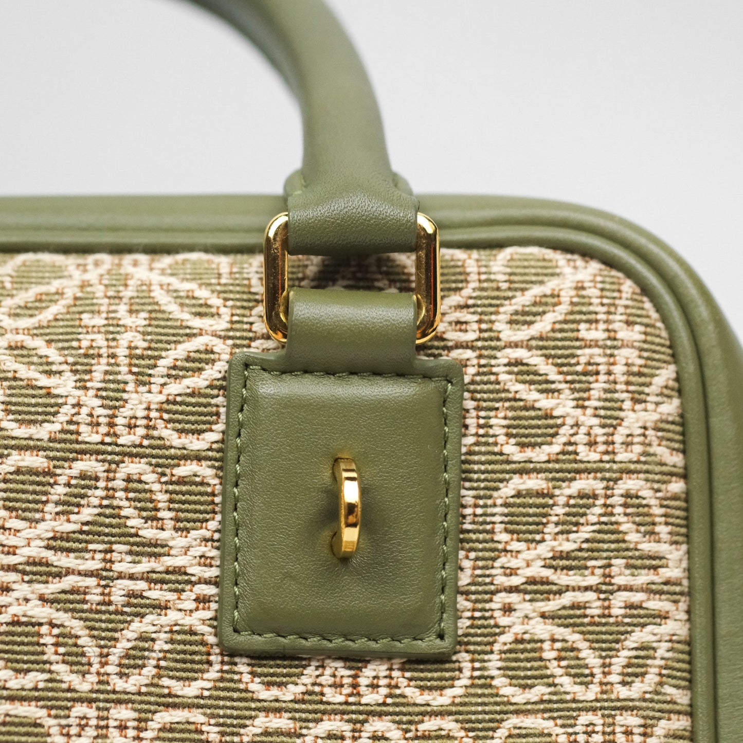 Loewe Amazona 19 Square Green/ Avocado Green in Anagram Jacquard and Calfskin
