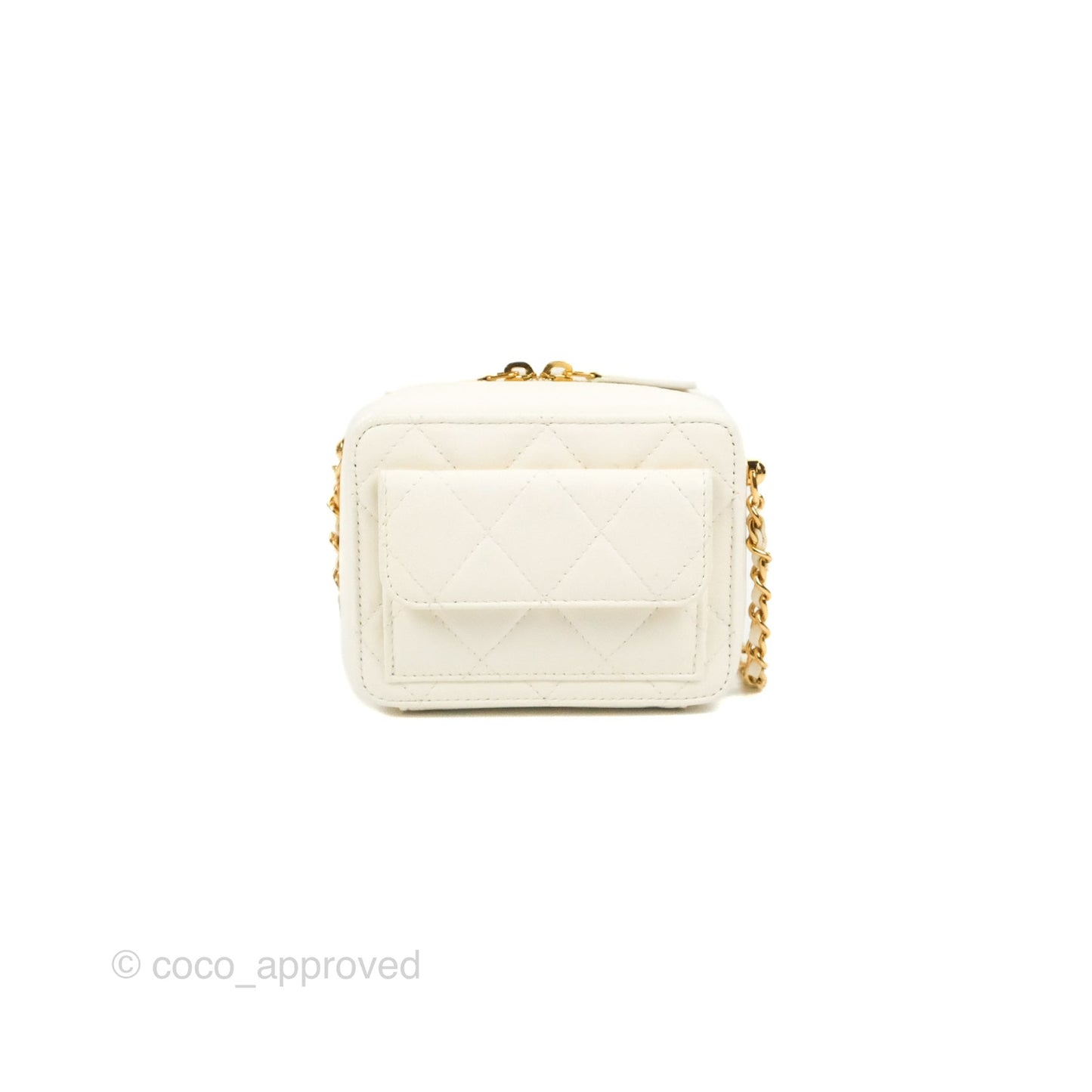 Chanel Mini Vanity Case with Chain White Lambskin Gold Hardware