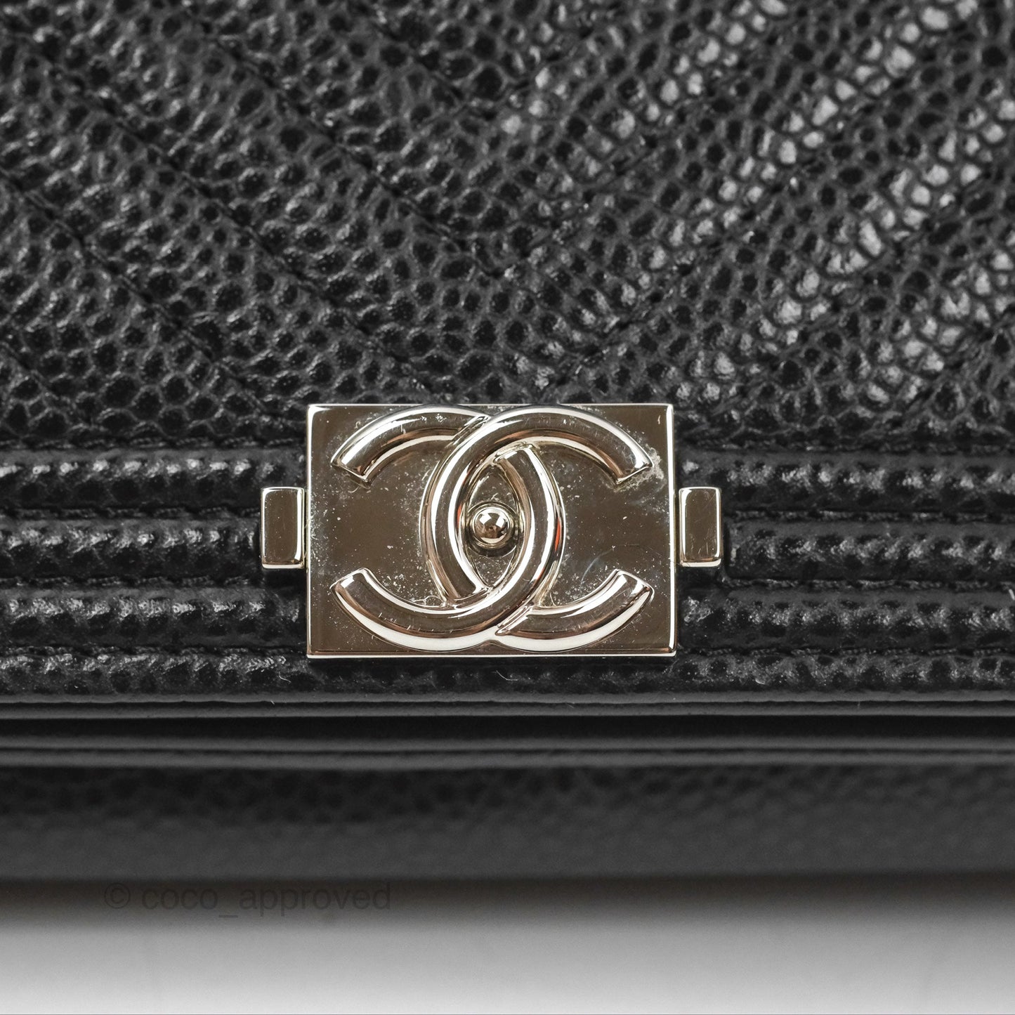 Chanel Chevron Boy Wallet on Chain WOC Black Caviar Silver Hardware