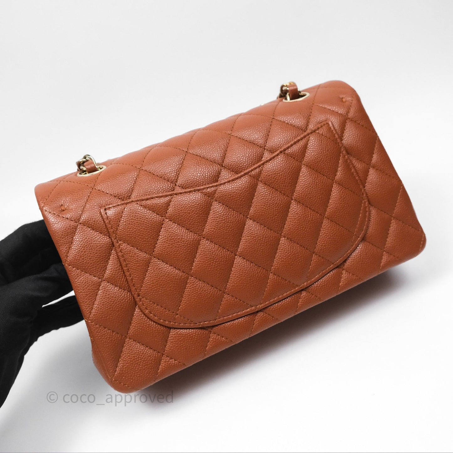Chanel Small S/M Classic Flap Quilted Brown Caviar Gold Hardware