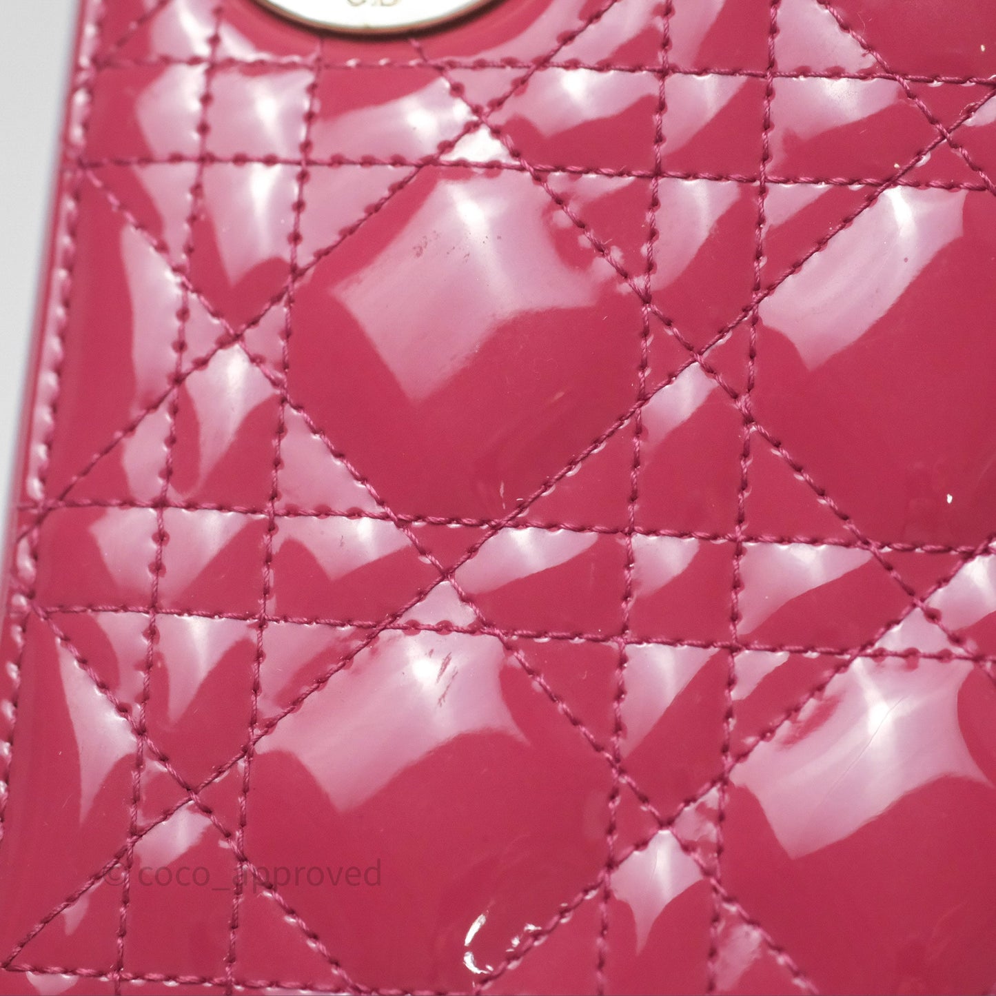 Christian Dior Mini Lady Dior Dusty Pink Patent Cannage Calfskin Gold Hardware