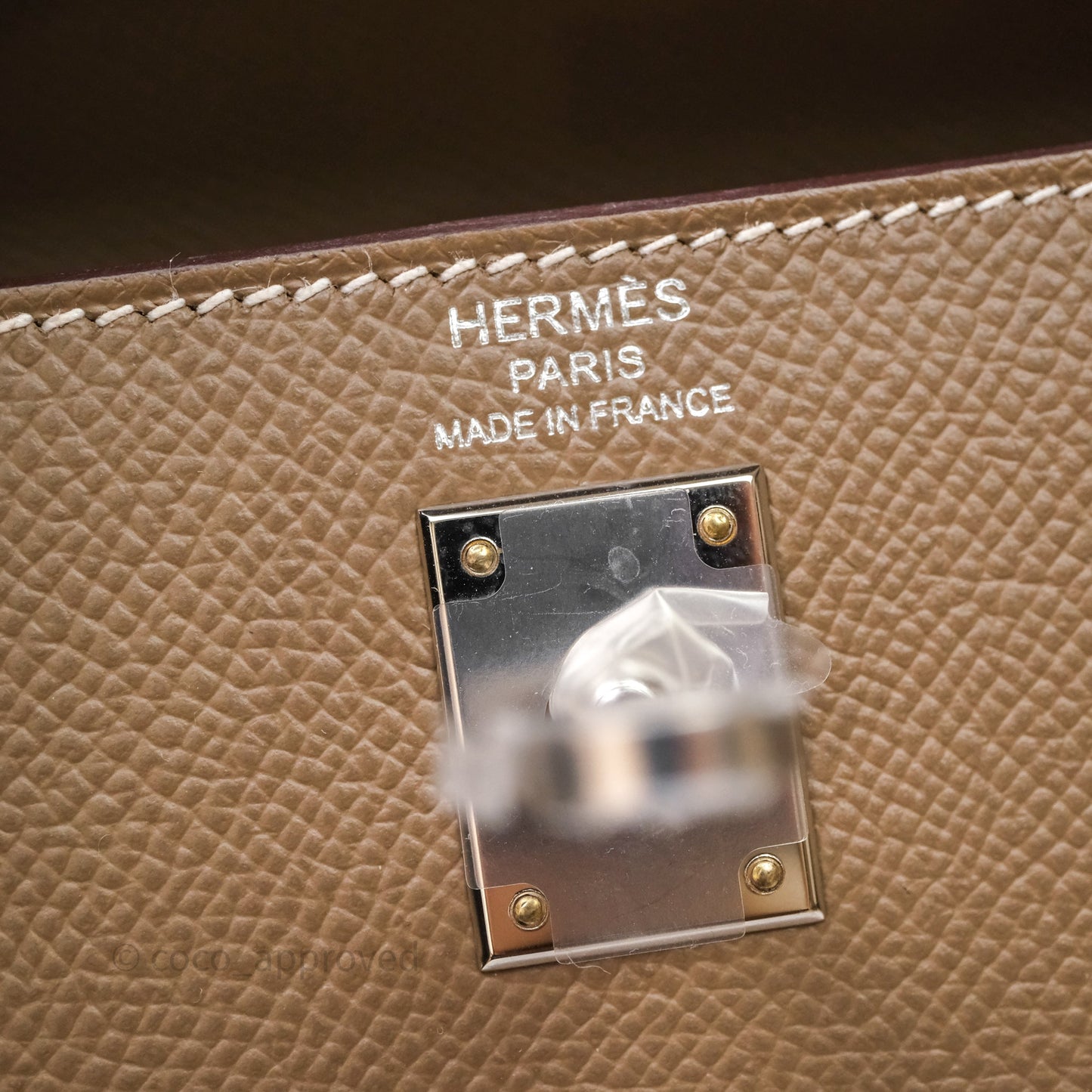 Hermes Kelly 25 Etoupe 18 Epsom Palladium Hardware