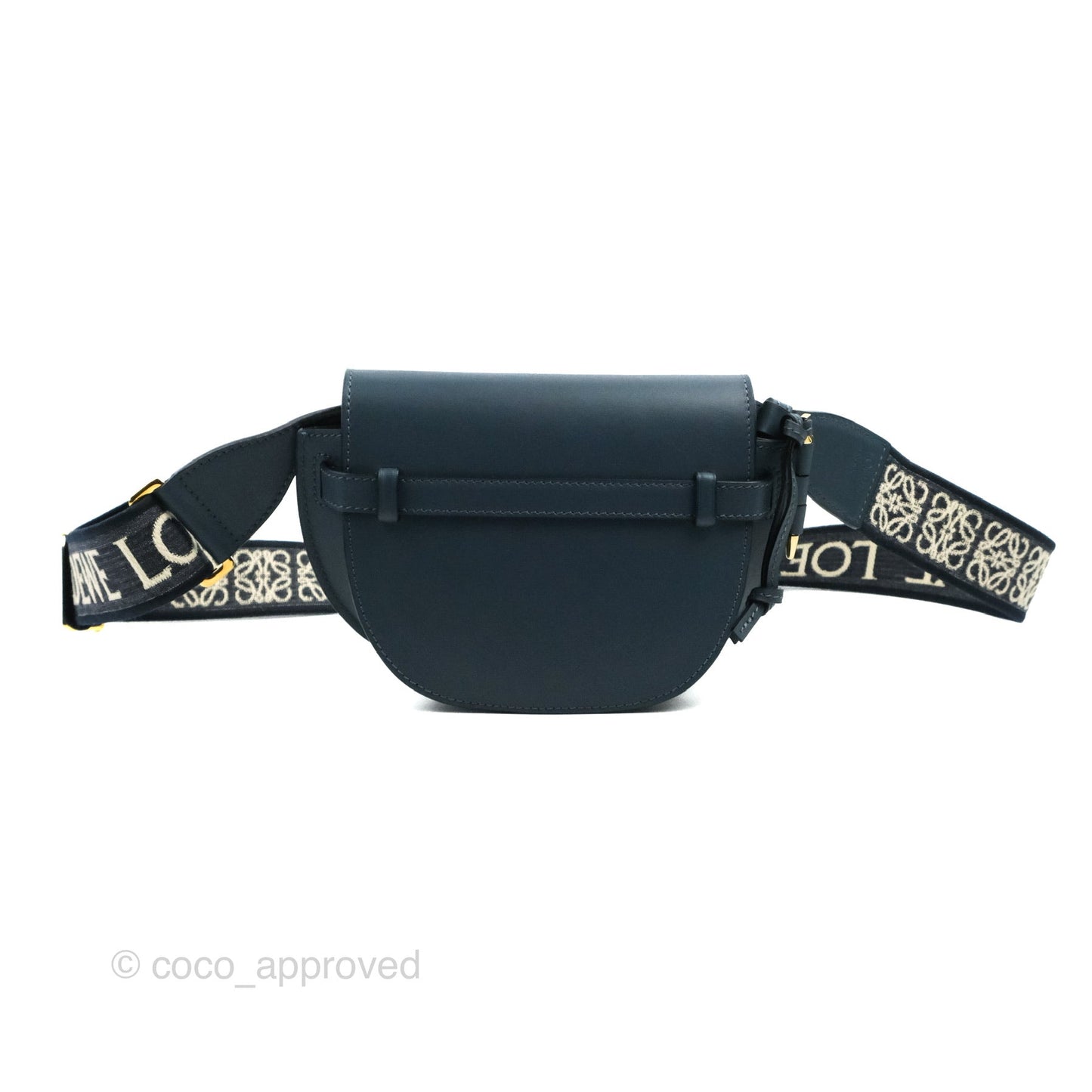 Loewe Mini Gate Dual bag Onyx Blue Soft Calfskin Jacquard Strap
