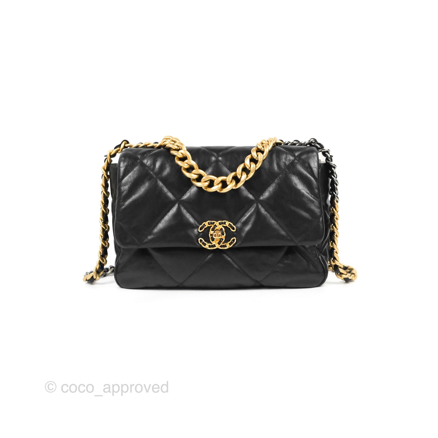 Chanel 19 Medium Black Goatskin Mixed Hardware