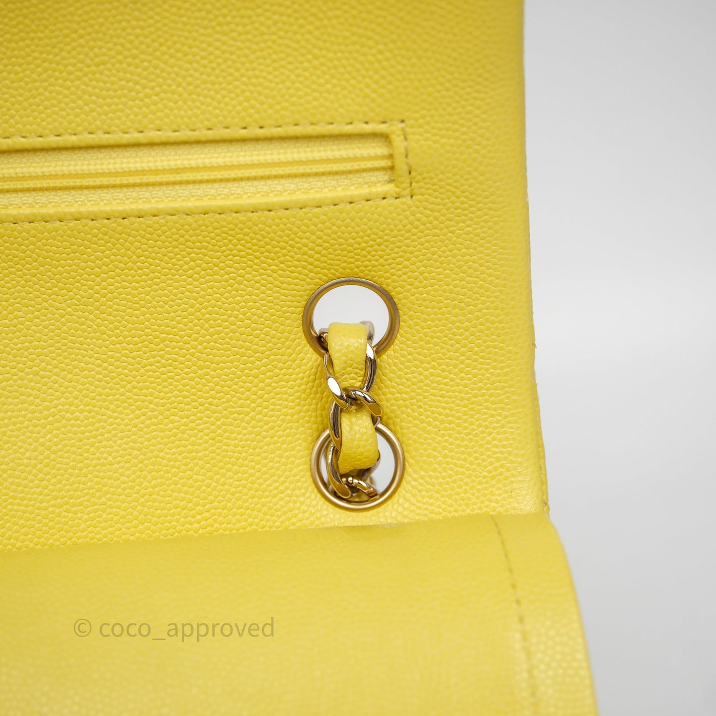 Chanel Small Classic Flap Quilted Yellow Caviar Gold Hardware