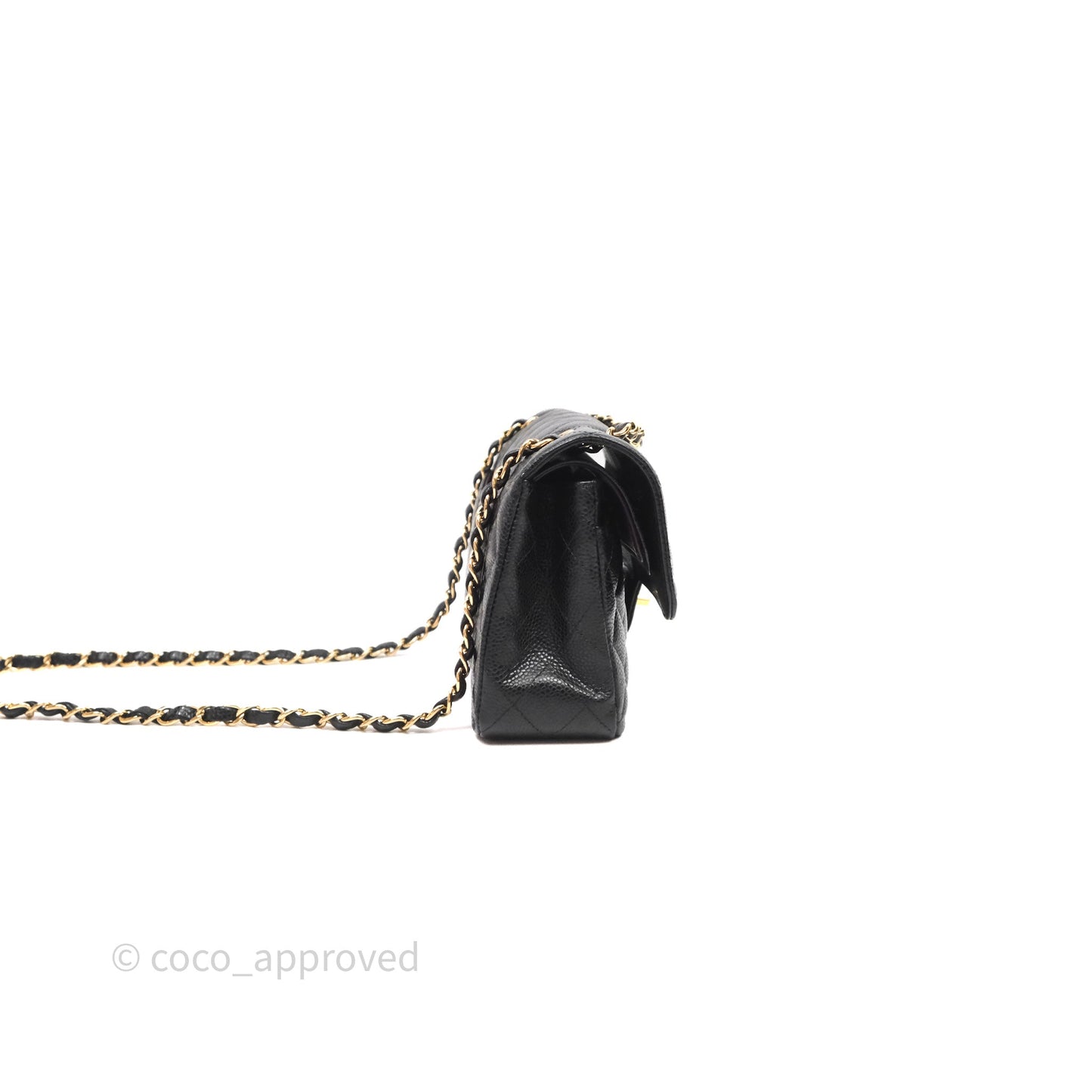 Chanel Small Classic Flap Quilted Black Caviar Gold Hardware