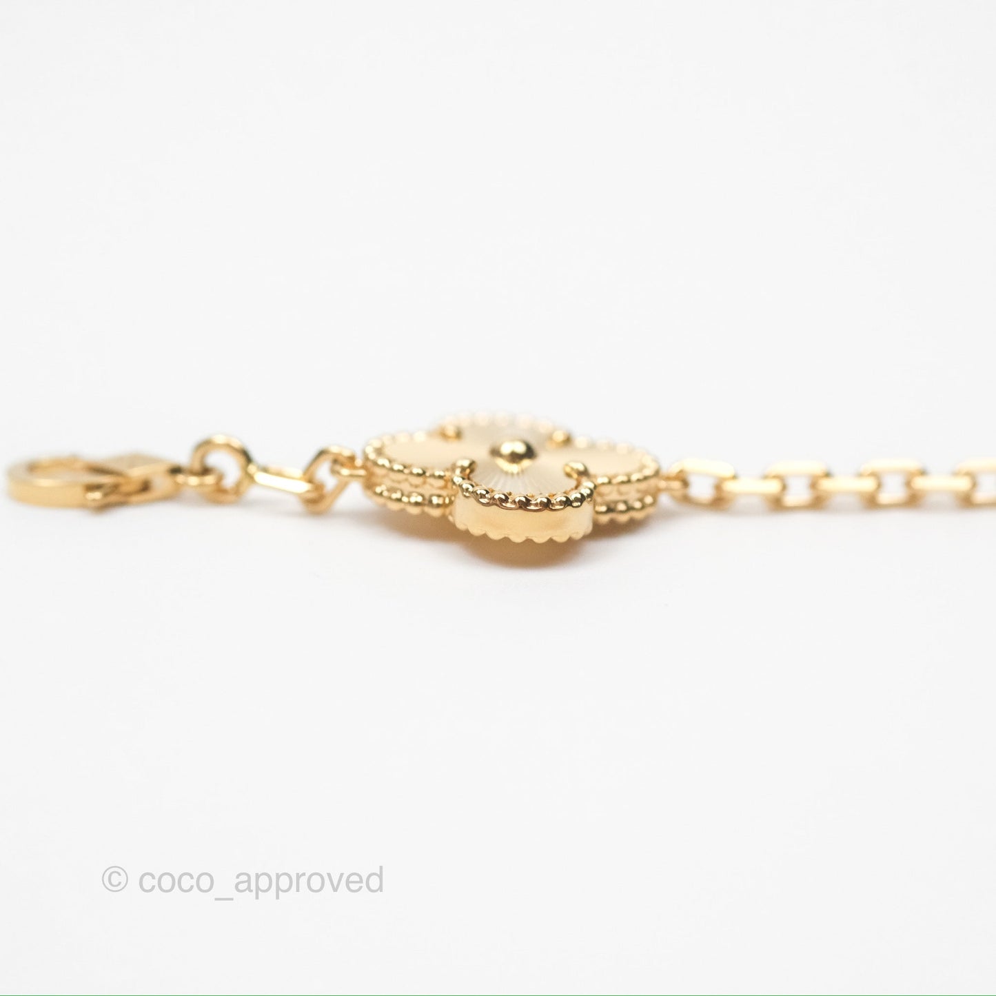 Van Cleef & Arpels Vintage Alhambra 5 Motifs Guilloche Yellow Gold Bracelet