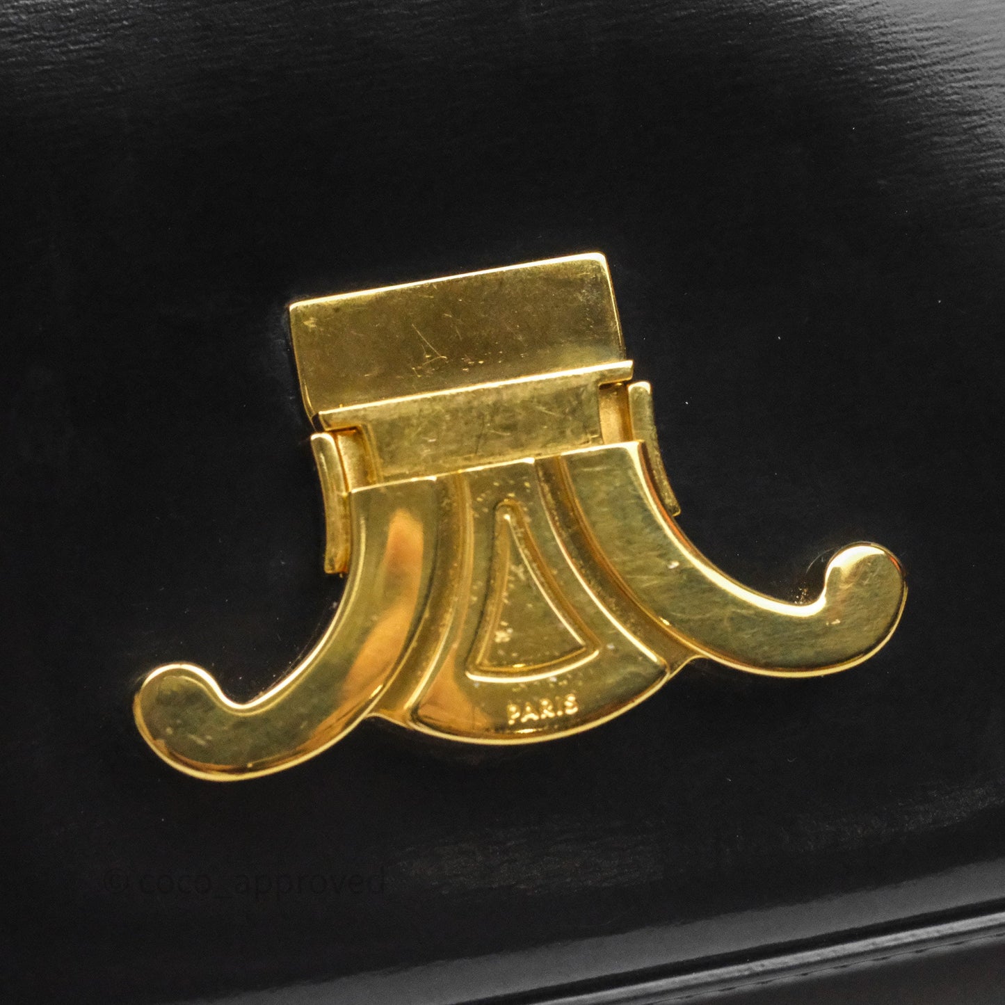 Celine Triomphe Shoulder Bag Black Shiny Calfskin