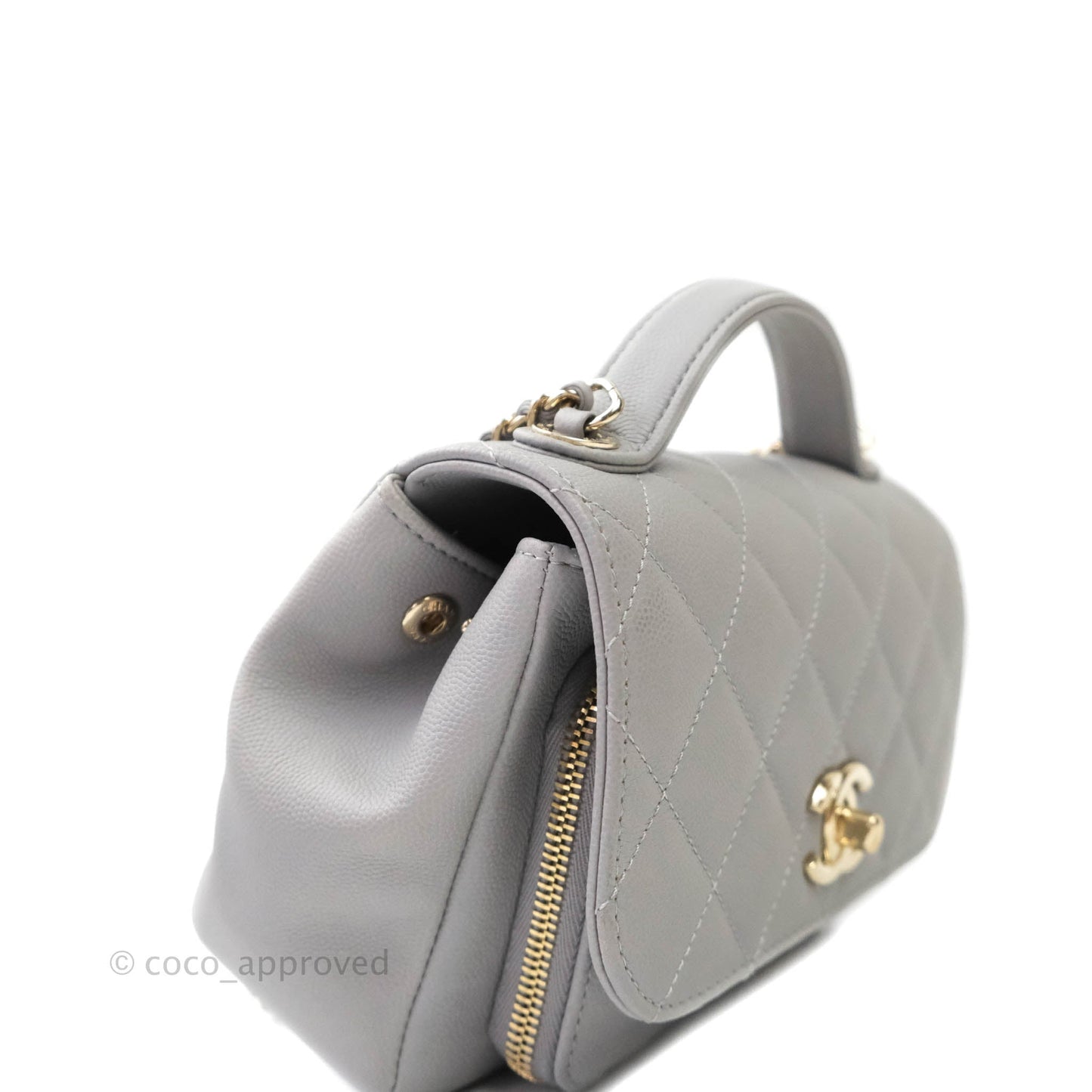Chanel Quilted Small Business Affinity Flap Grey Caviar Gold Hardware