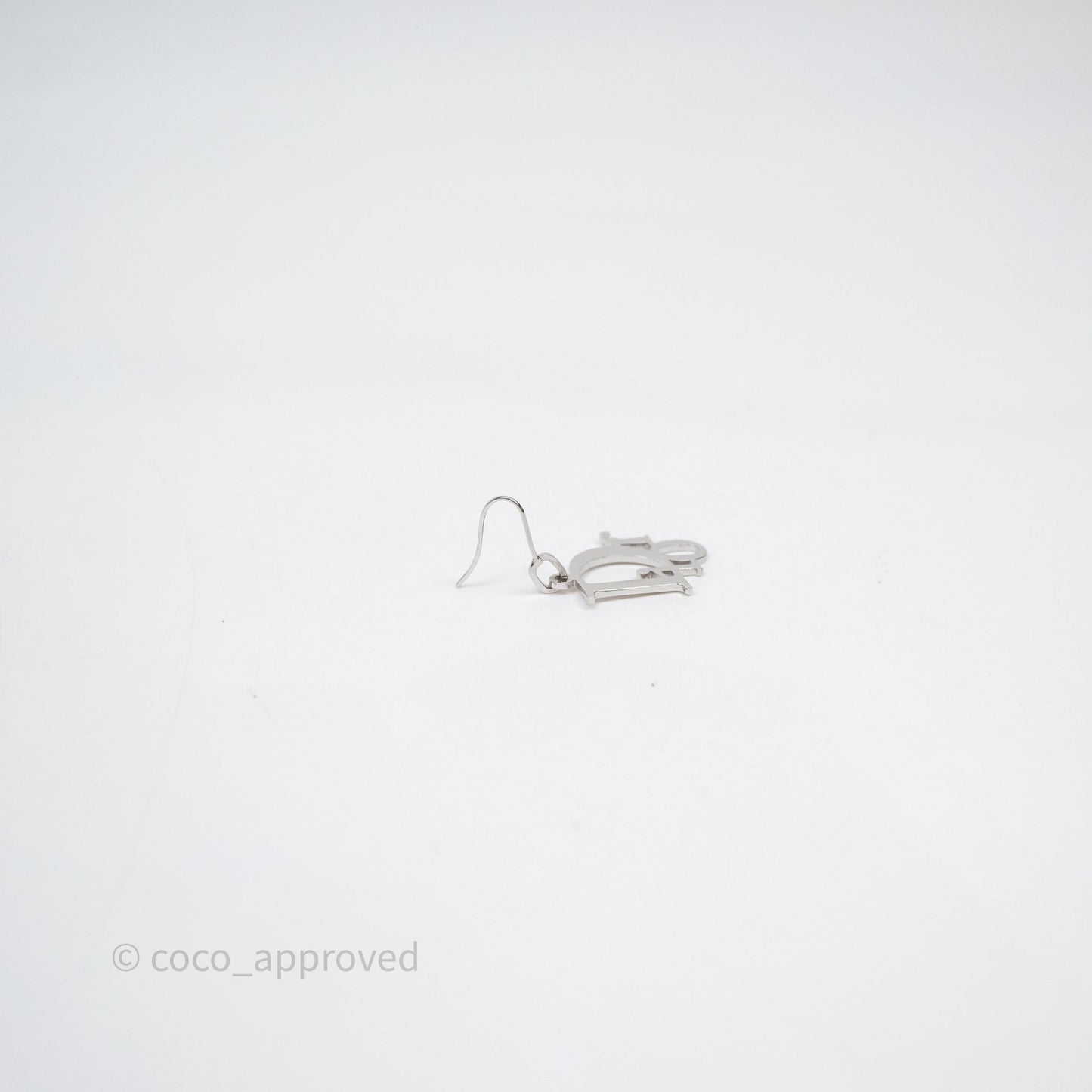 Christian Dior Drop CD Earrings Silver Tone