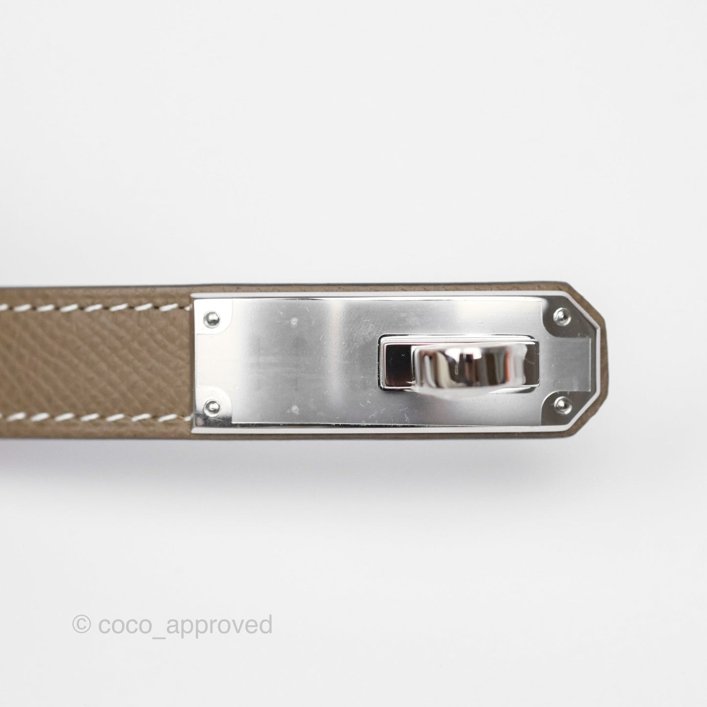 Hermès Kelly Buckle Belt Etoupe Epsom Palladium Hardware