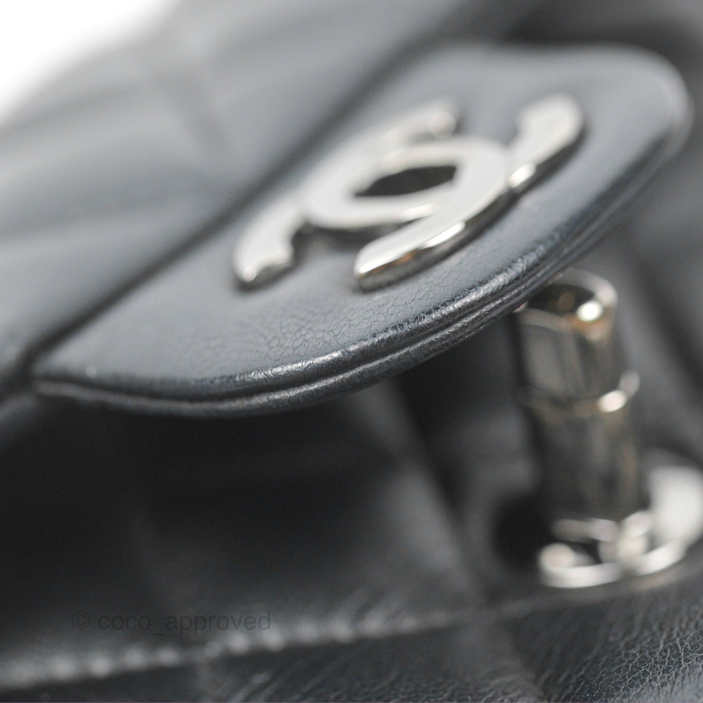 Chanel Quilted Mini Rectangular Flap Black Lambskin Silver Hardware