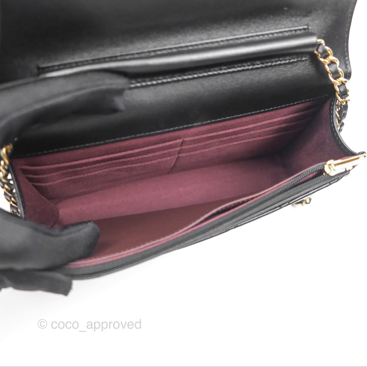 Chanel Quilted Classic WOC Black Lambskin Gold Hardware