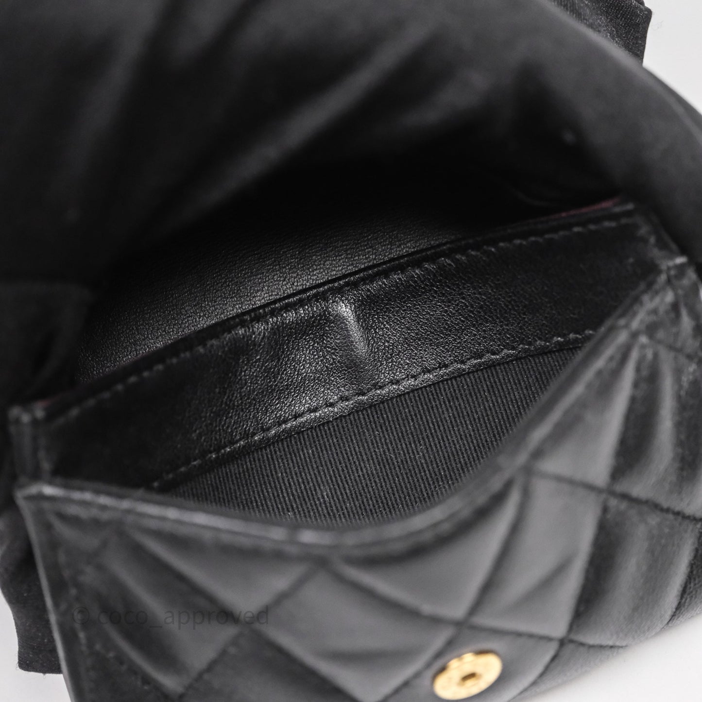 Chanel Quilted Flap Card Holder Black Lambskin Gold Hardware