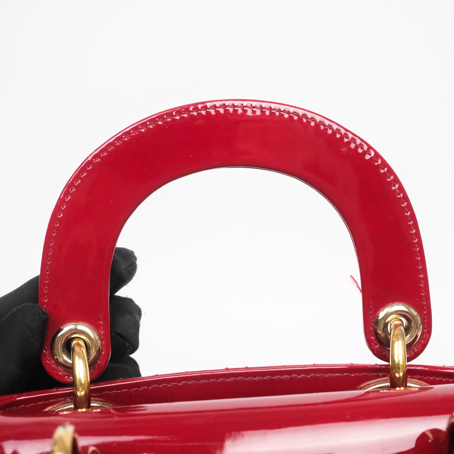 Christian Dior Mini Lady Dior Bag Red Patent Gold Hardware