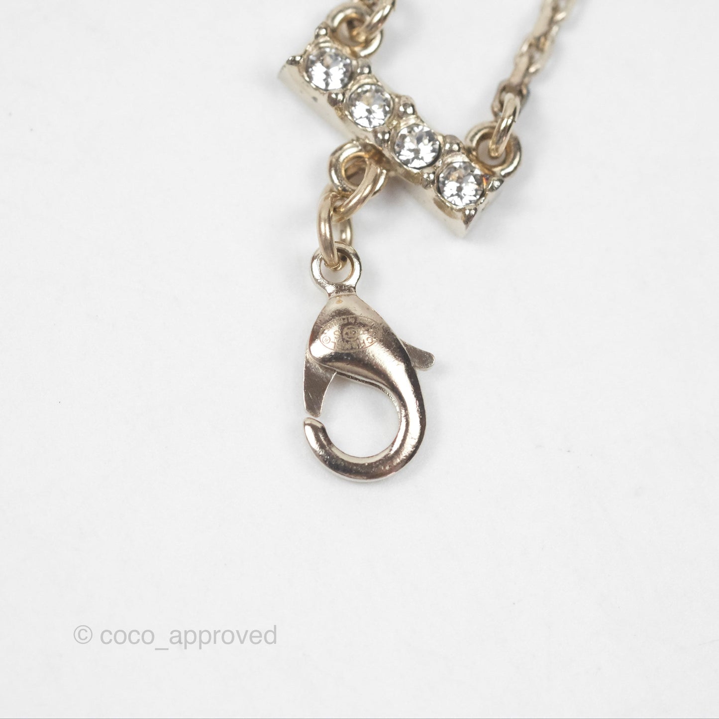 Chanel Crystal Chanel Logo Chain Choker Gold Tone 22S