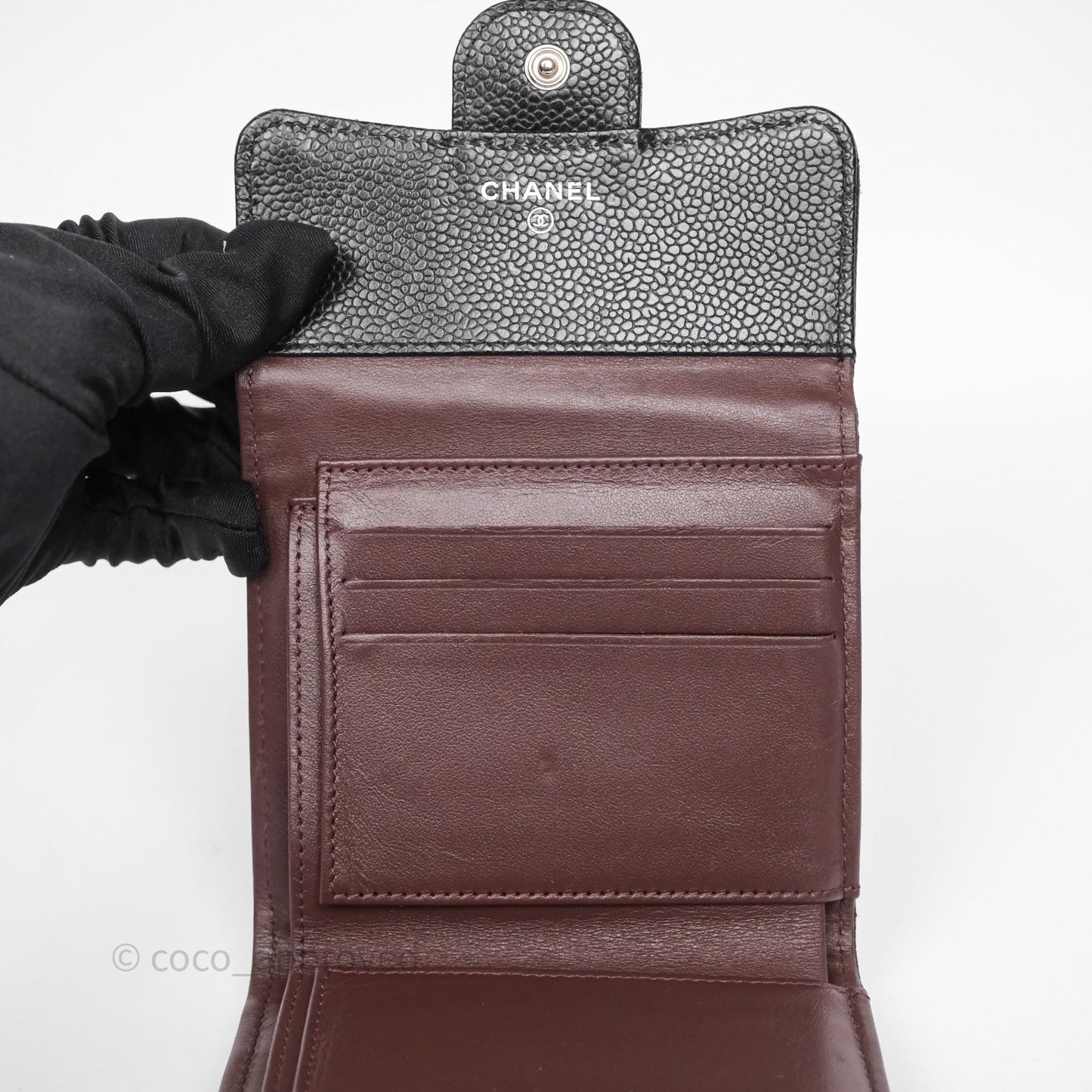 Chanel Classic Short Flap Wallet Black Caviar Silver Hardware