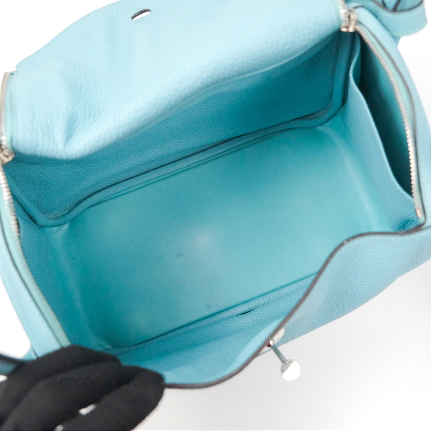 Hermès Lindy 30 Bleu Atoll Clemence Palladium Hardware