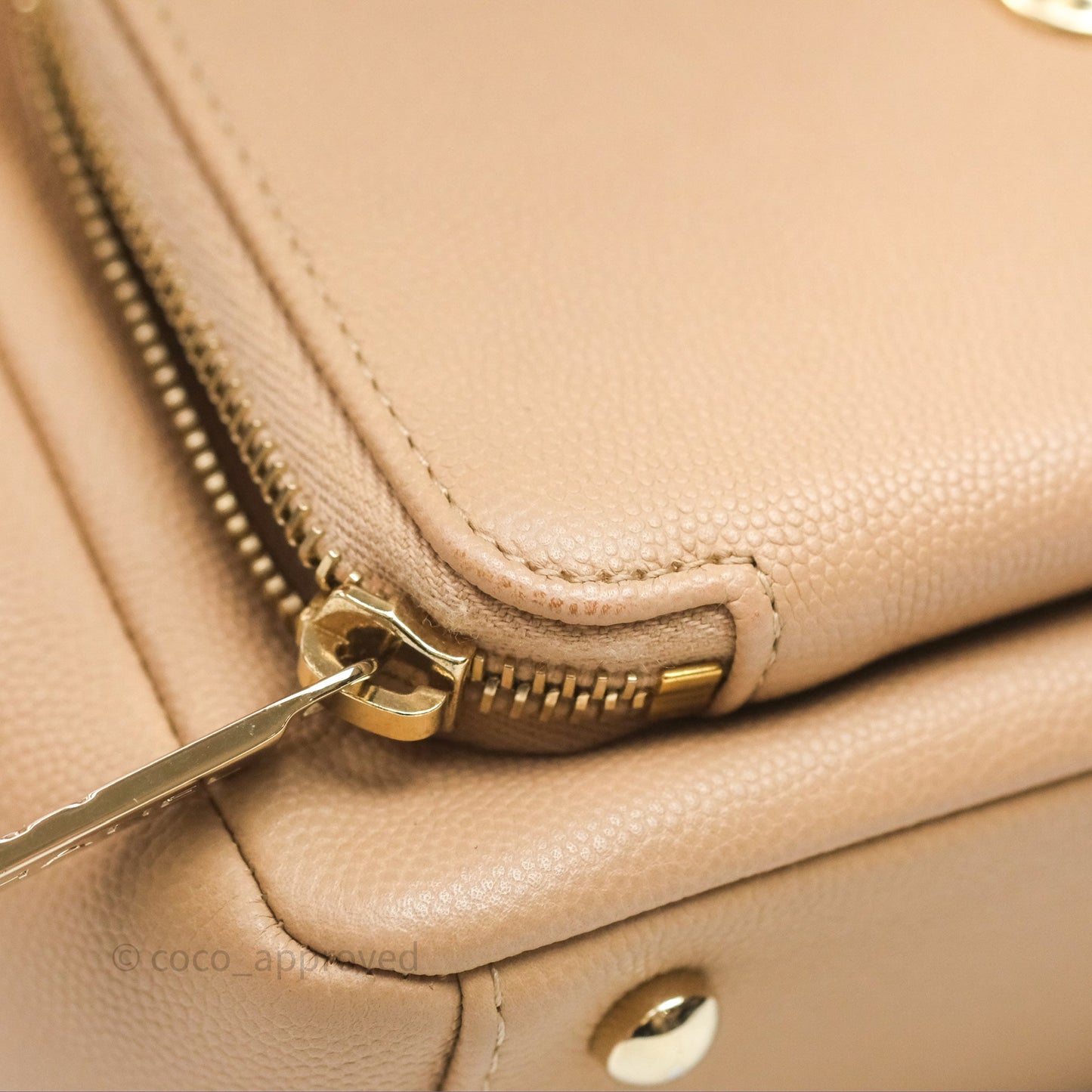 Chanel Quilted Small Business Affinity Flap Beige Caviar Gold Hardware