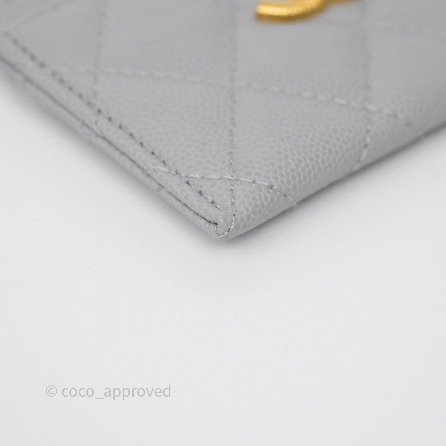 Chanel Card Holder Grey Caviar Gold Hardware