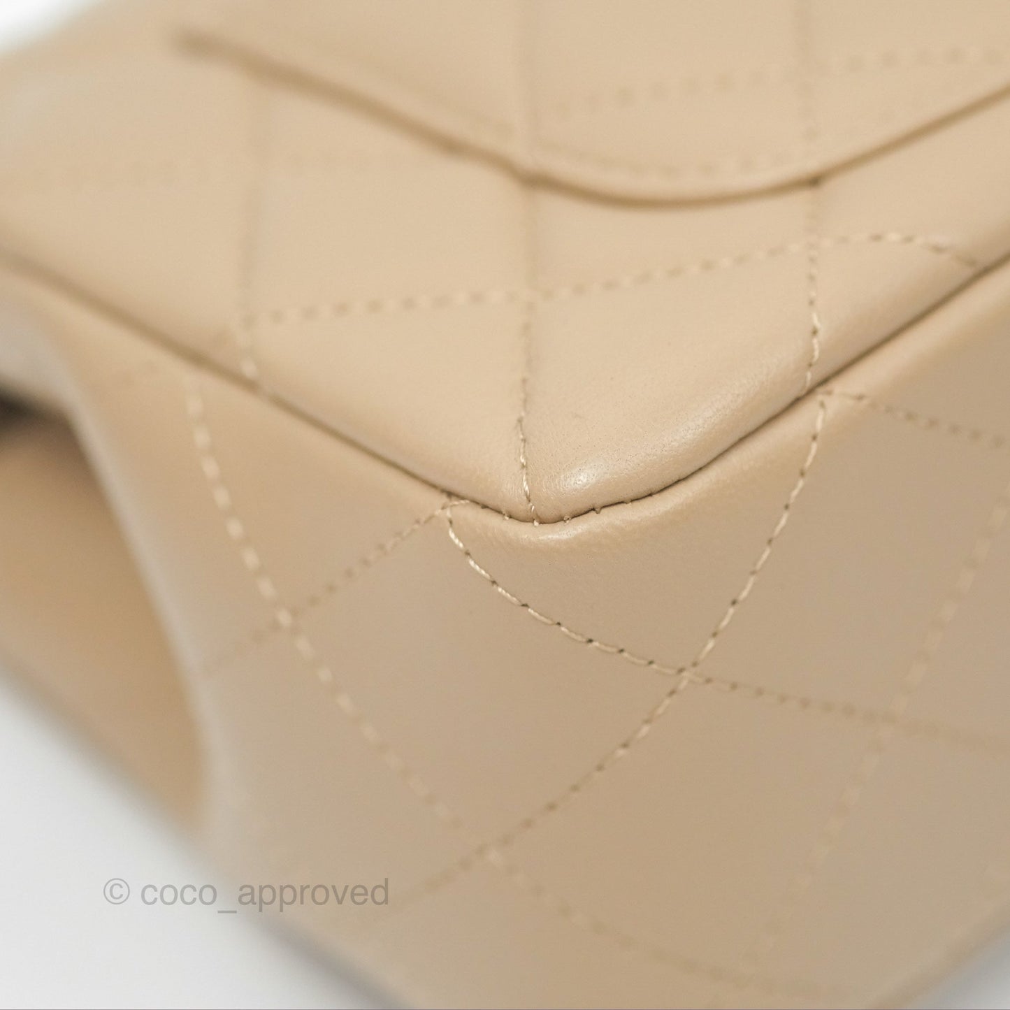 Chanel Mini Rectangular Quilted Beige Lambskin Gold Hardware