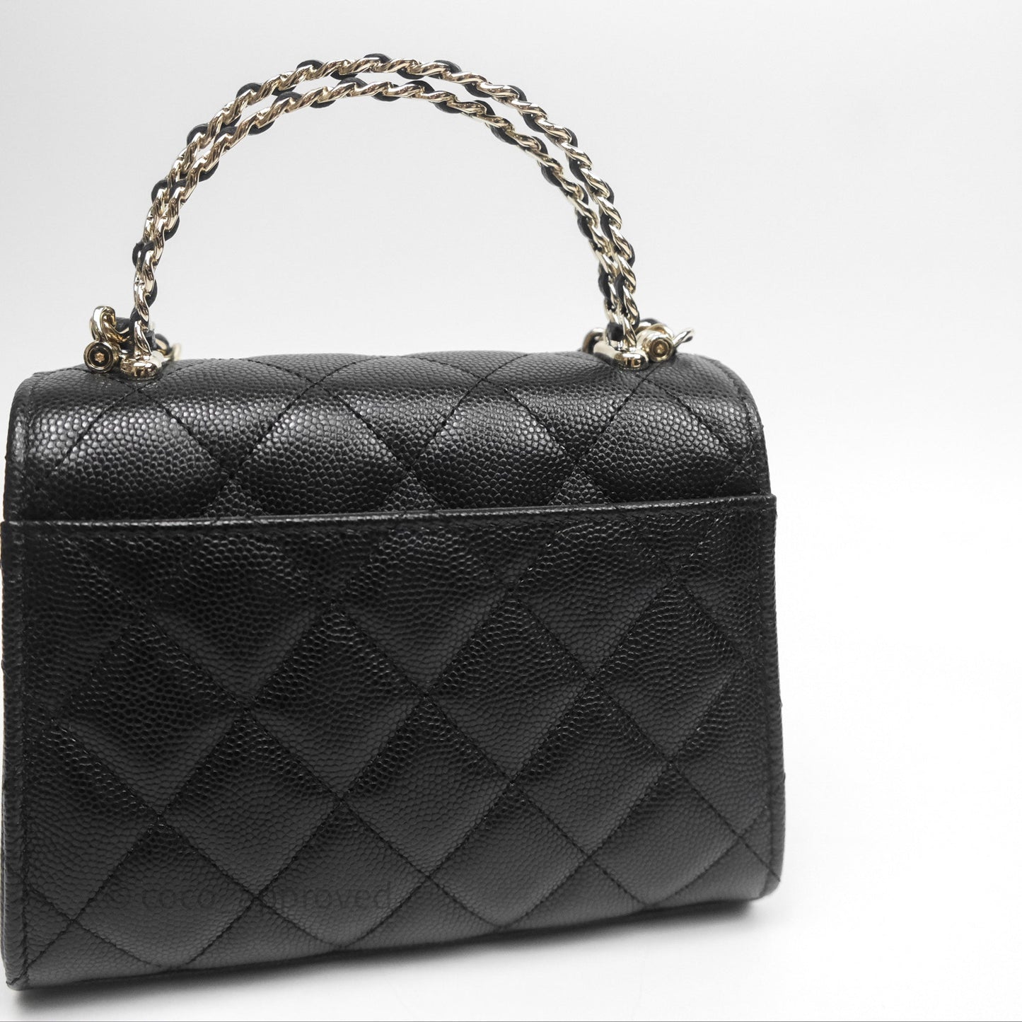 Chanel Kelly Clutch With Chain Black Caviar Gold Hardware