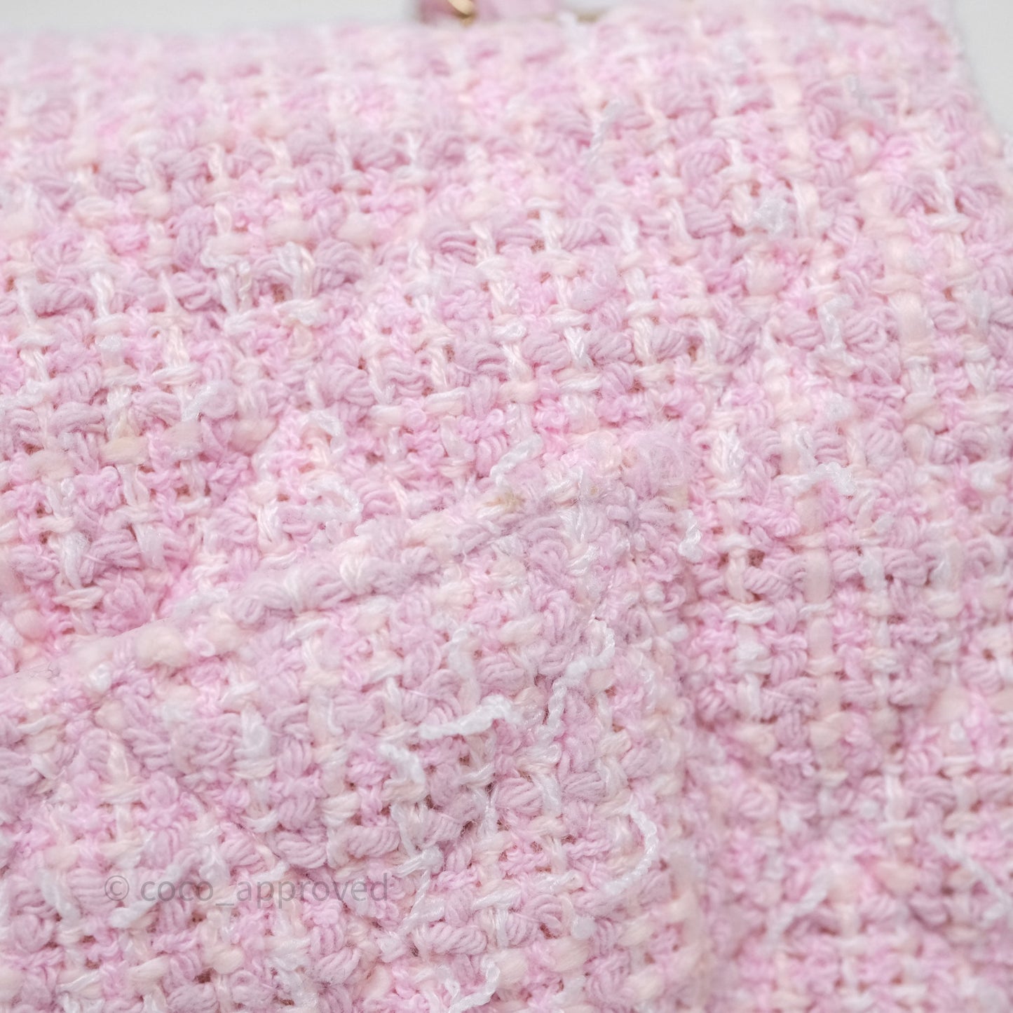 Chanel Classic Mini Rectangular Flap Pink Tweed Gold Hardware