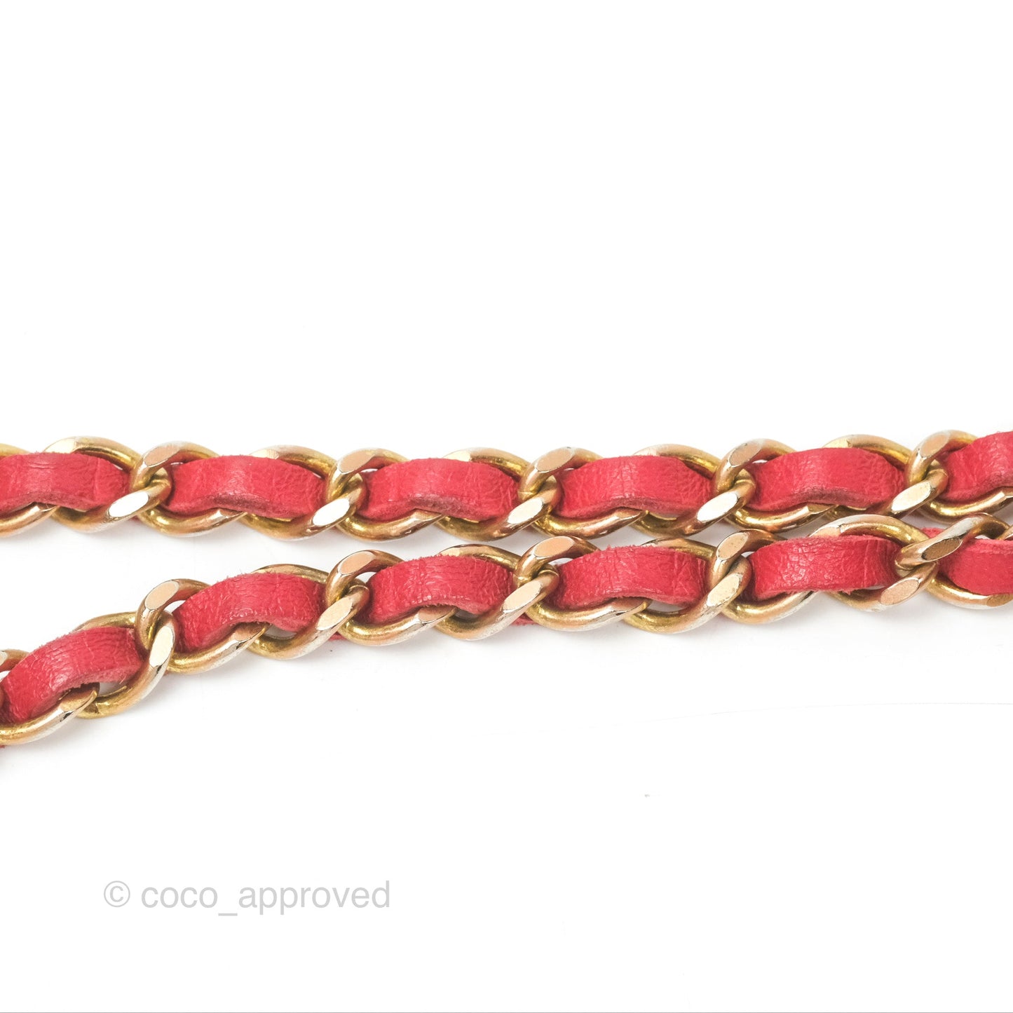 Chanel Vintage Woven Chain Belt Red Lambskin Gold Hardware