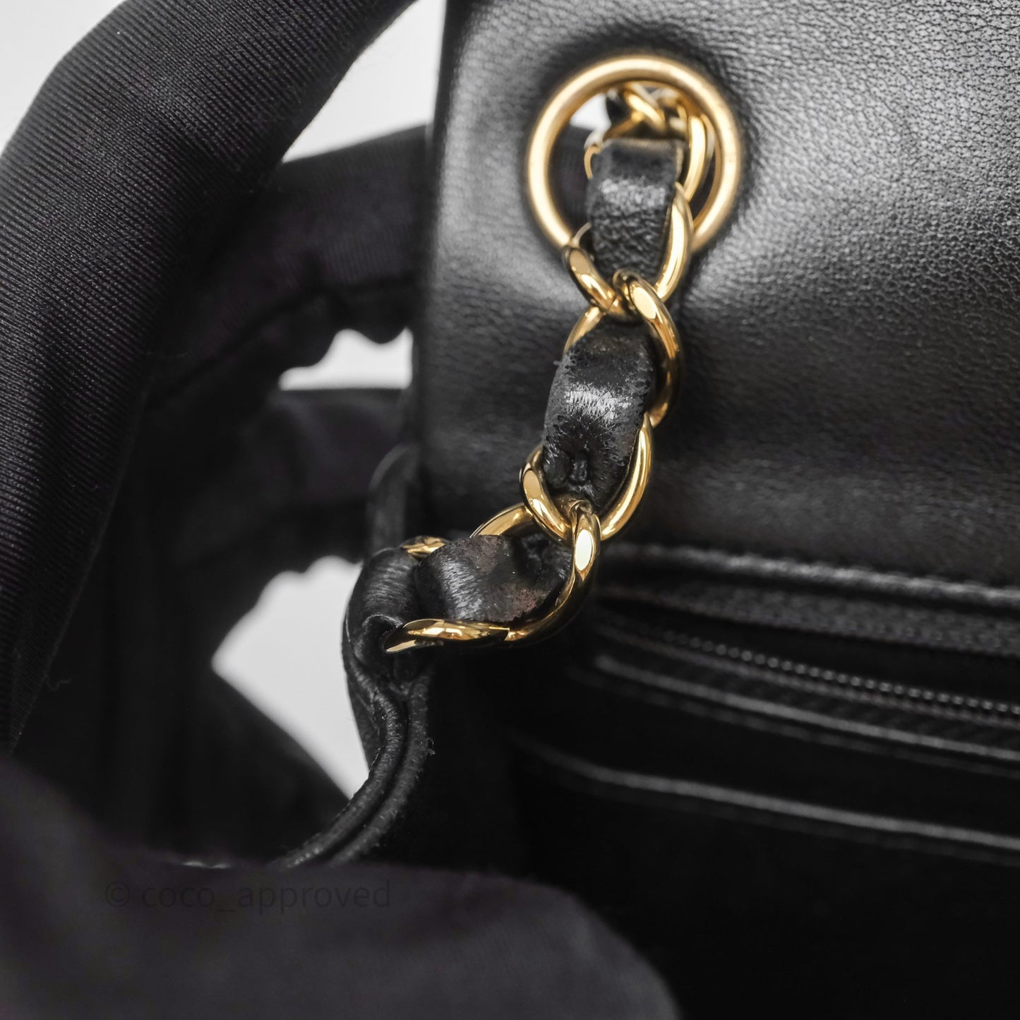 Chanel Mini Square Quilted Black Lambskin Gold Hardware