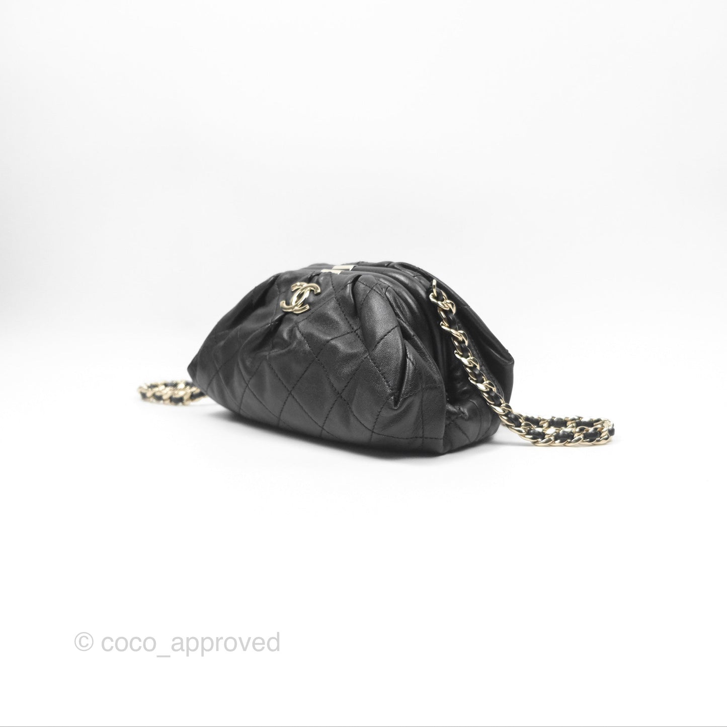 Chanel Quilted Clutch with Chain Black Lambskin Gold Hardware