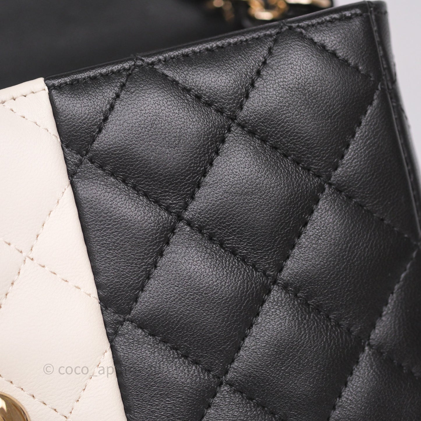 Chanel Mini Rectangular Flap Quilted Black White Lambskin Gold Hardware