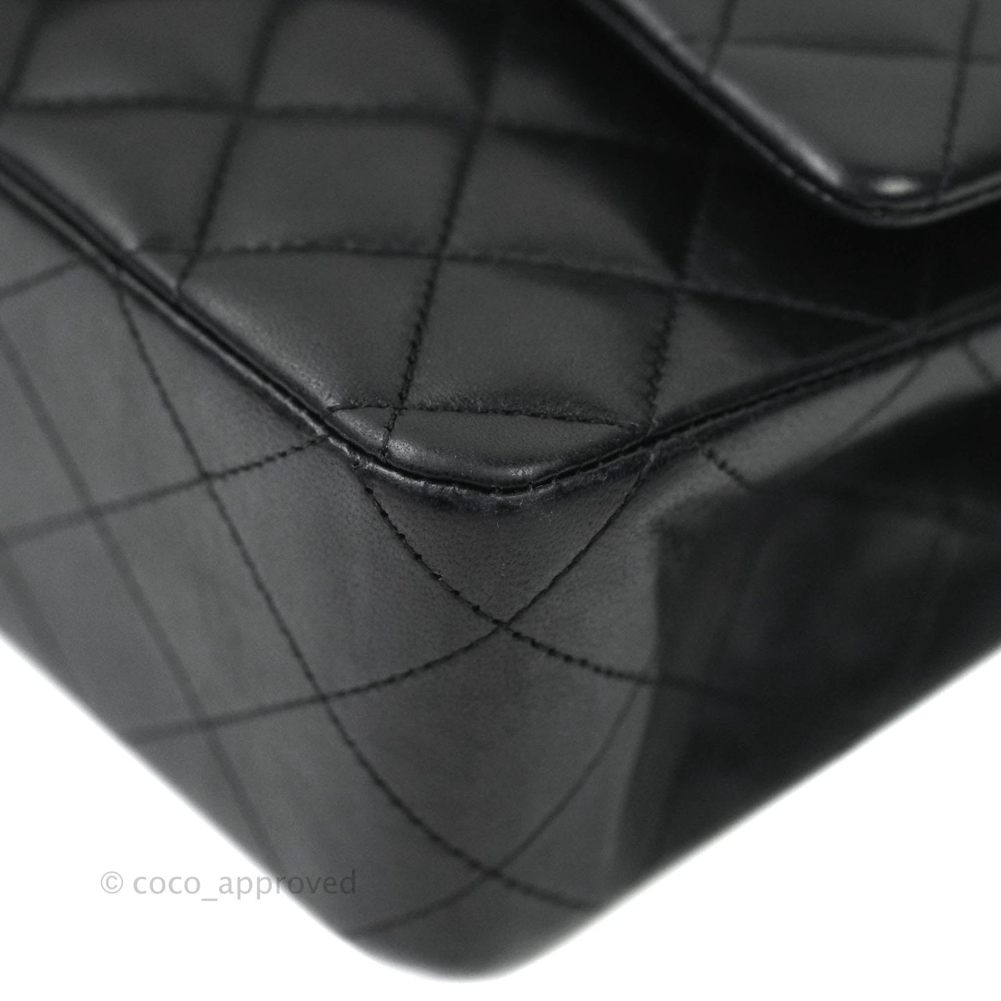 Chanel Classic M/L Medium Double Flap Black Lambskin Silver Hardware