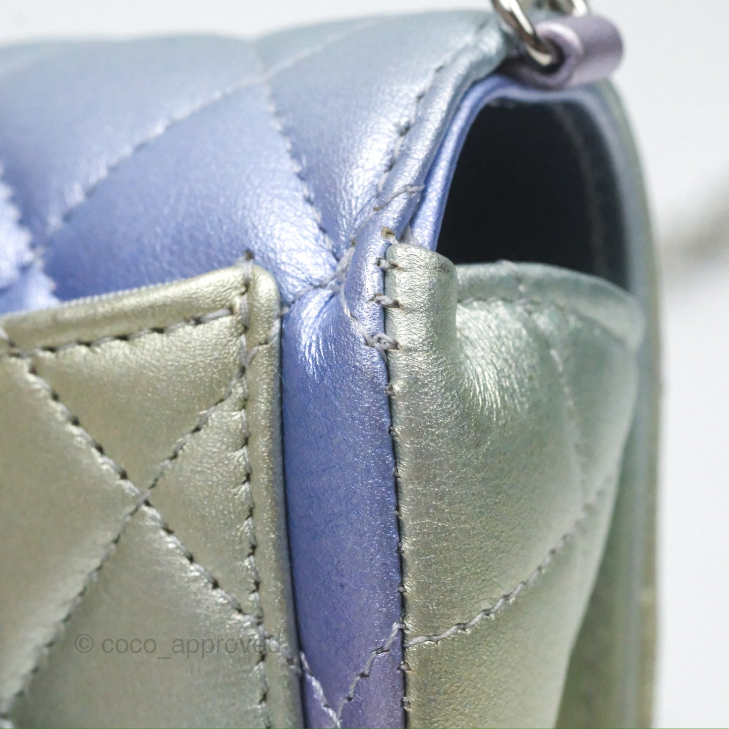 Chanel Quilted Case on Chain Iridescent Rainbow Calfskin