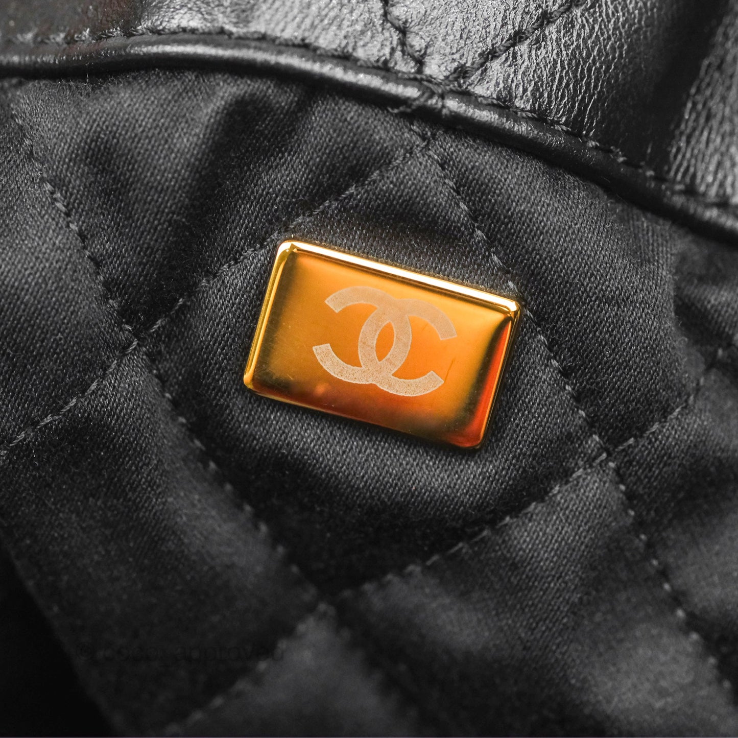 Chanel 22 Medium Backpack Quilted Black Shiny Calfskin Aged Gold Hardware