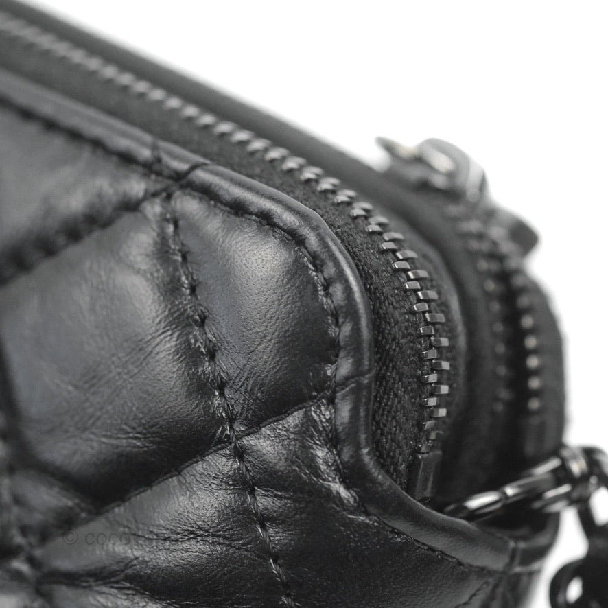 Chanel Gabrielle Clutch With Chain Aged Calfskin So Black