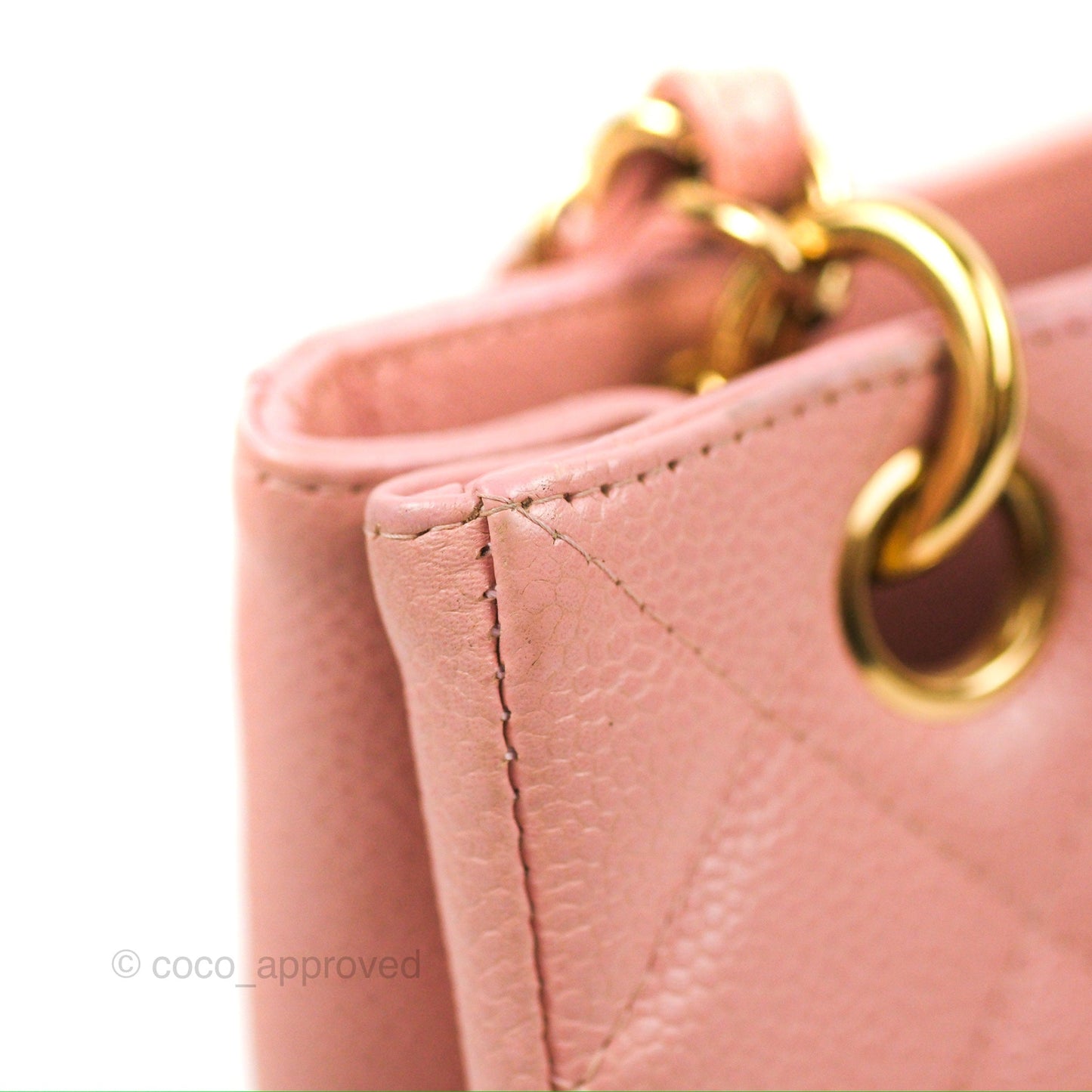 Chanel Quilted Petit Shopping Tote PST Sakura Pink Caviar Gold Hardware