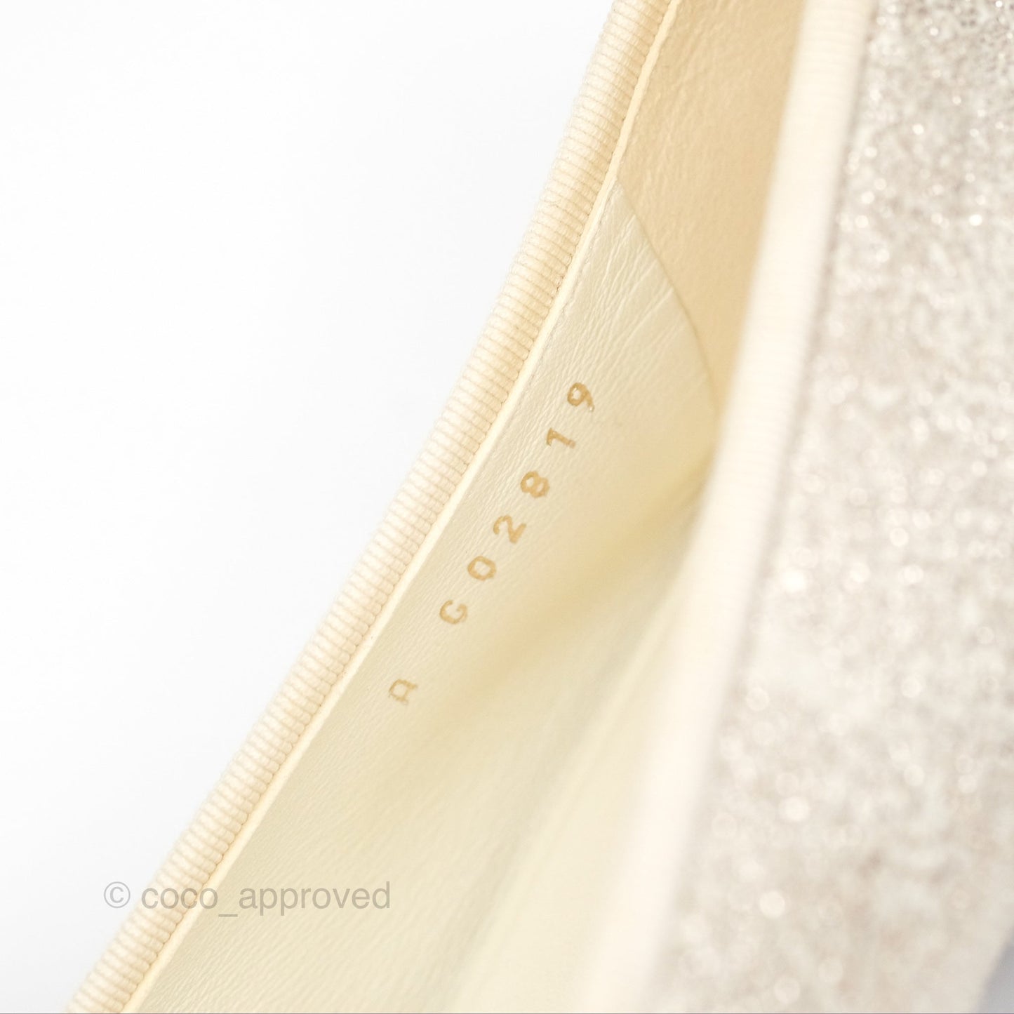 Chanel Ballerina Flats Glitter Ivory Black Size 39
