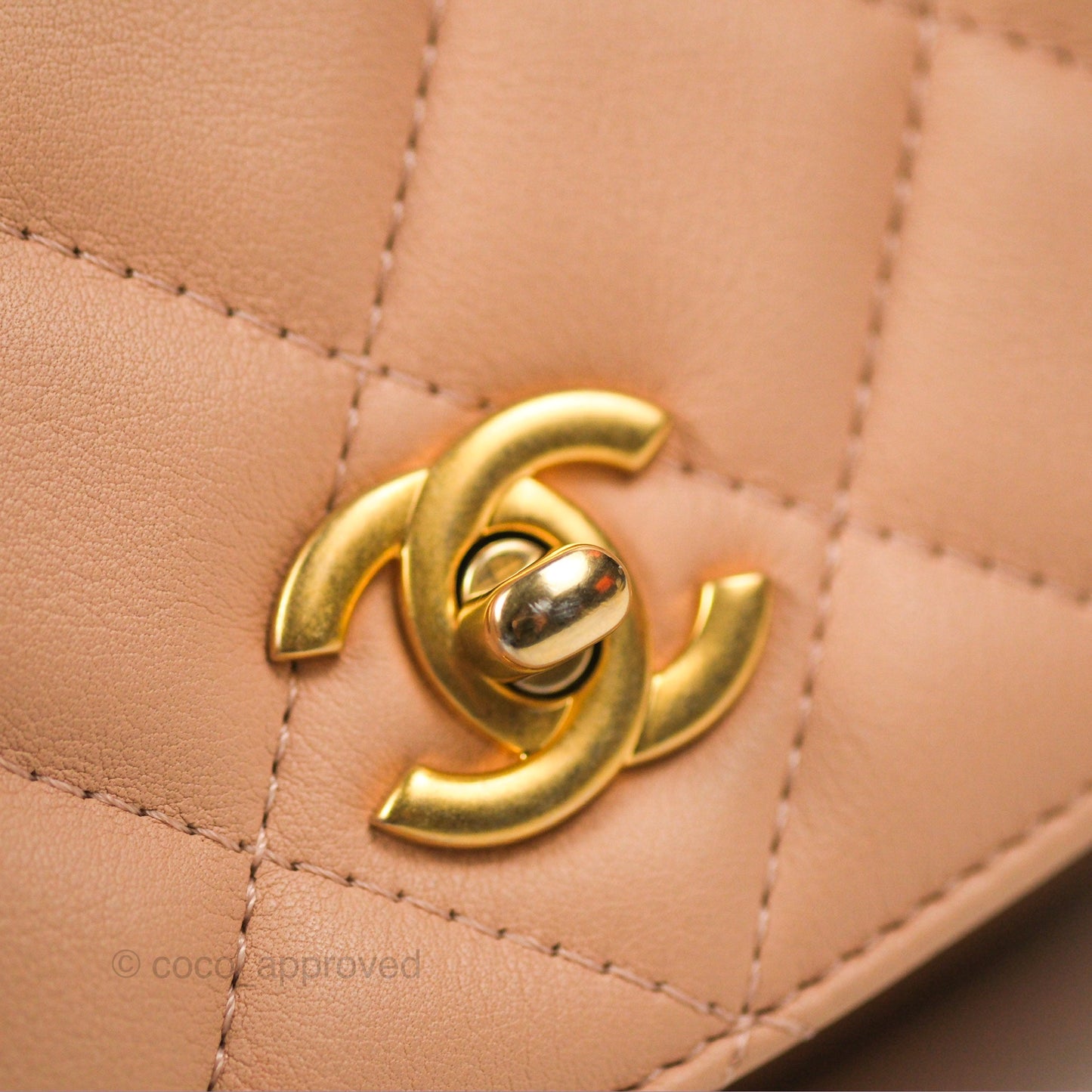 Chanel Messenger Bag Beige Pink Calfskin Aged Gold Hardware
